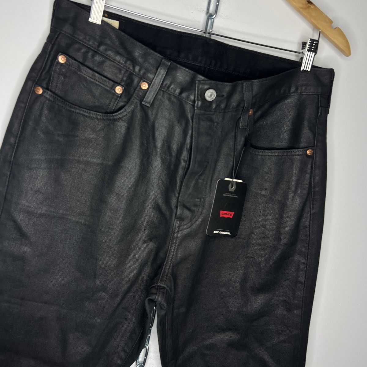 Levi's Vintage Levi's 501 Waxed Denim Jeans Trousers Pants Black Size US 32 / EU 48 - 5 Thumbnail