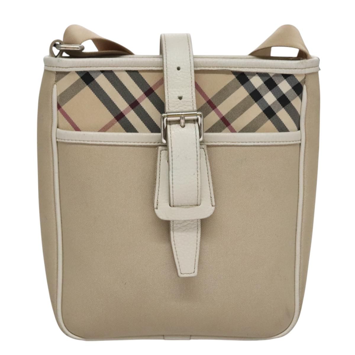 Nova Check Beige Canvas Shoulder Bag (Pre-Owned)