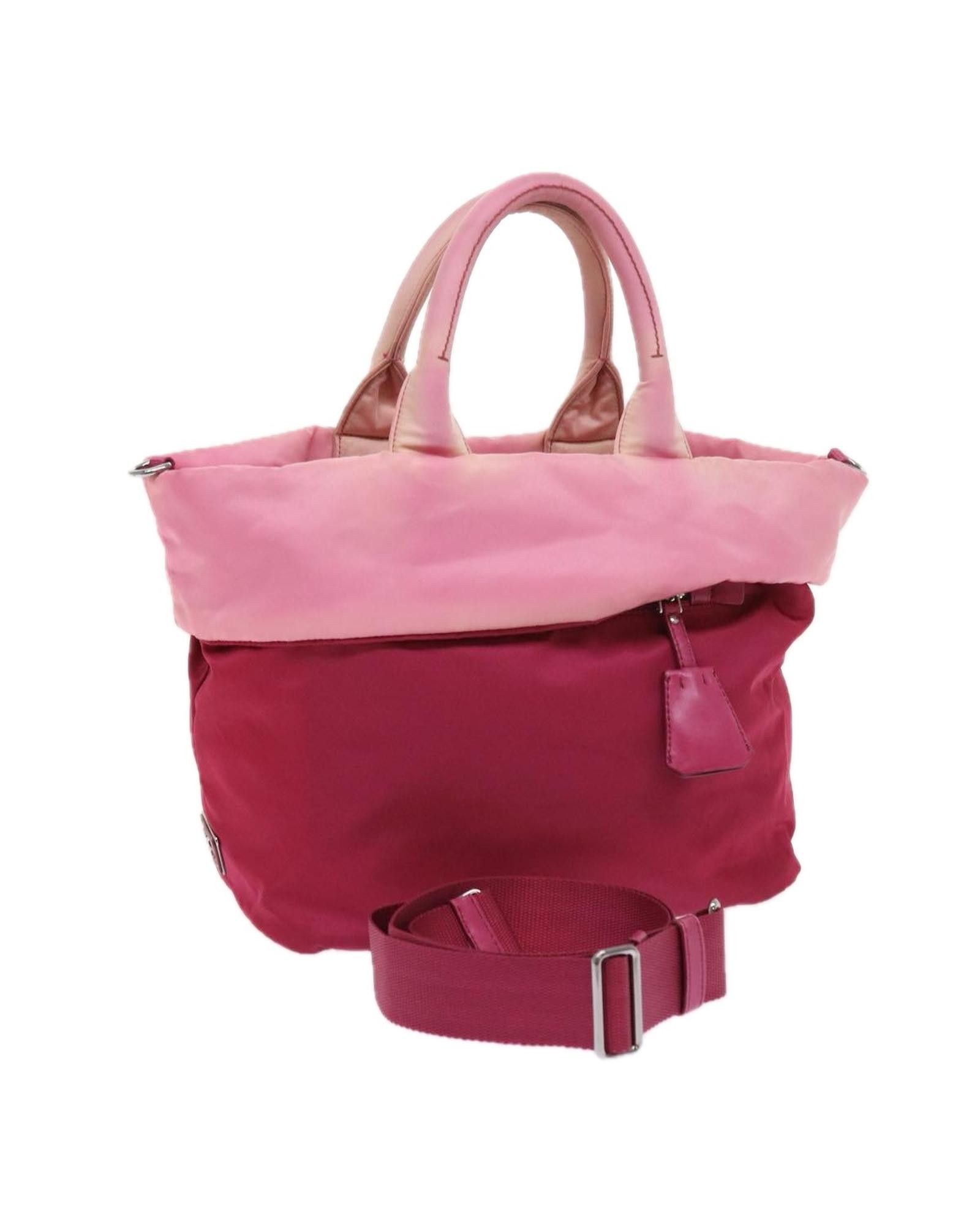 image of Prada Pink Synthetic Tote Handbag With Shoulder Strap, Women's