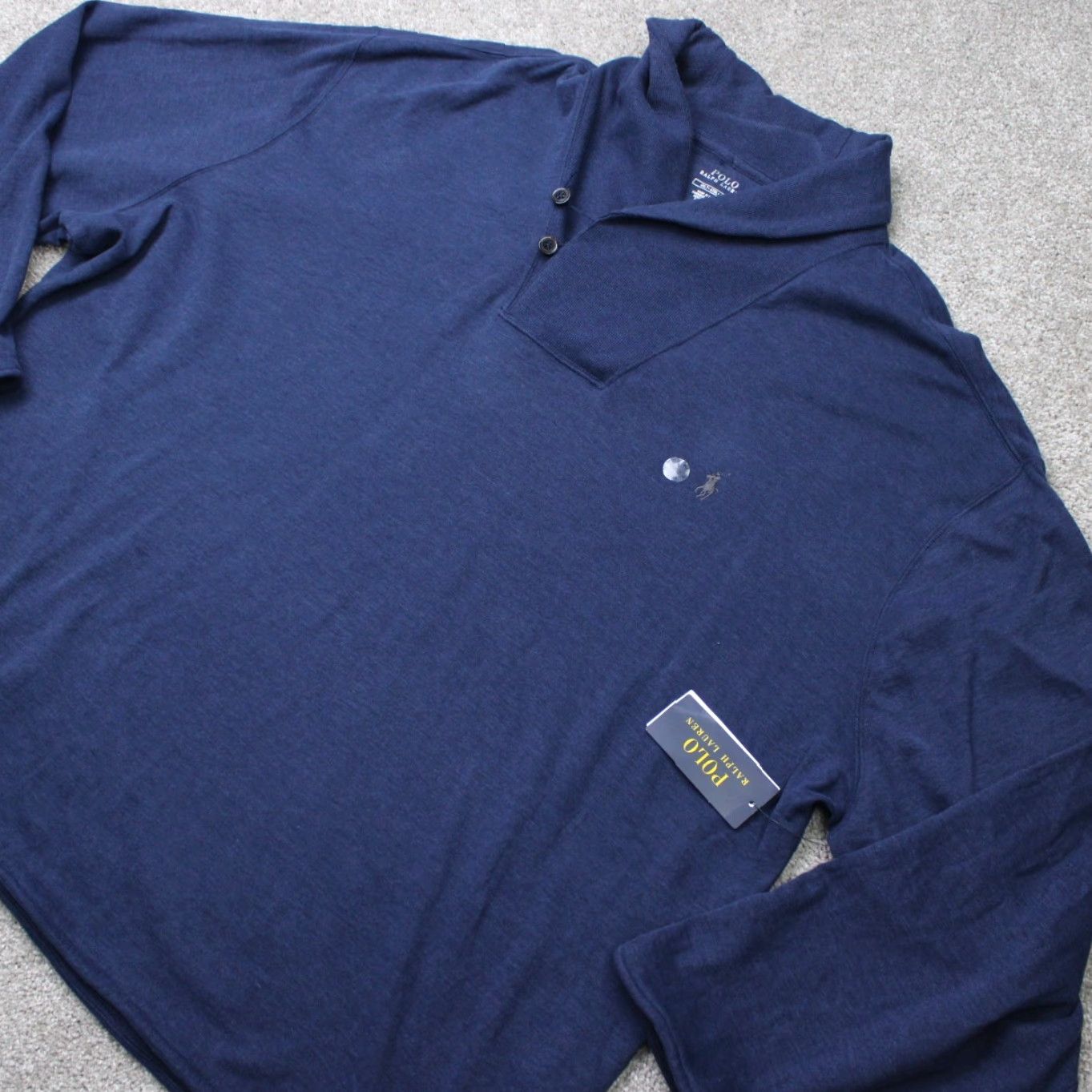 Polo Ralph Lauren Polo Ralph Lauren Sweatshirt Pullover Knit Big & Tall 4XLT Blue Mens S/L Casual Workwear Pattern Solid Logo Mock Neck Pullover Size US XXL / EU 58 / 5 - 2 Thumbnail
