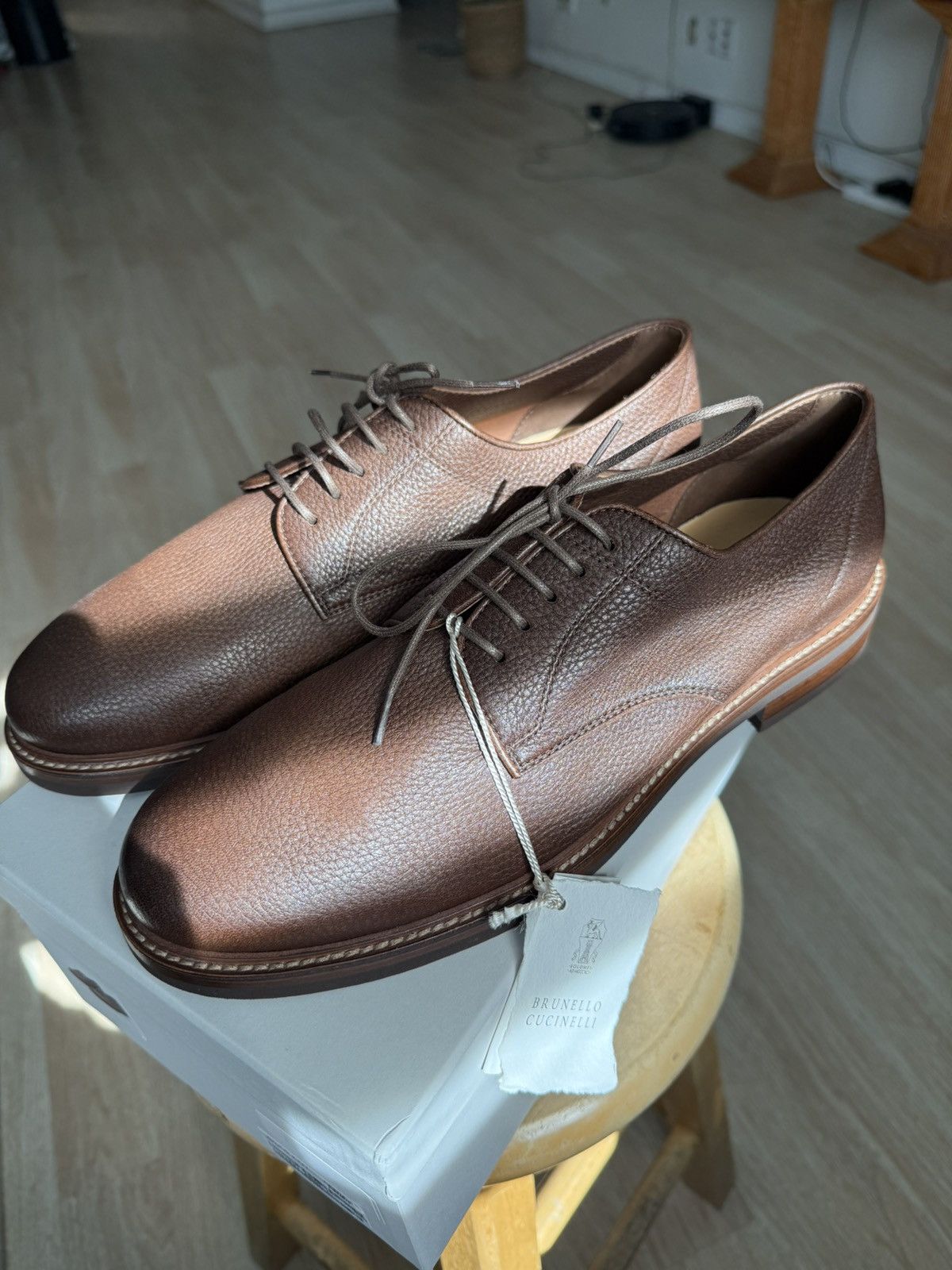Brunello Cucinelli Brunello Cucinelli Deerskin Derby Shoes Size US 11 / EU 44 - 6 Thumbnail