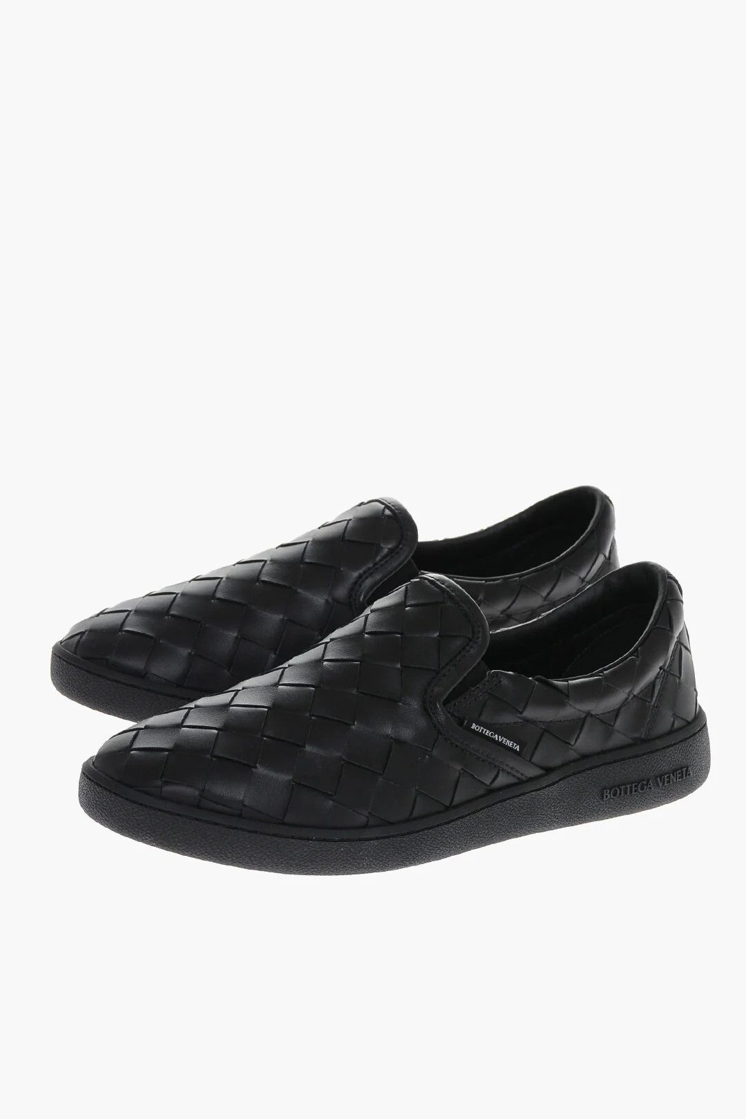 Bottega Veneta og1mm0426 Woven Leather Slip-On Sneakers in Black Size US 6 / EU 39 - 4 Thumbnail