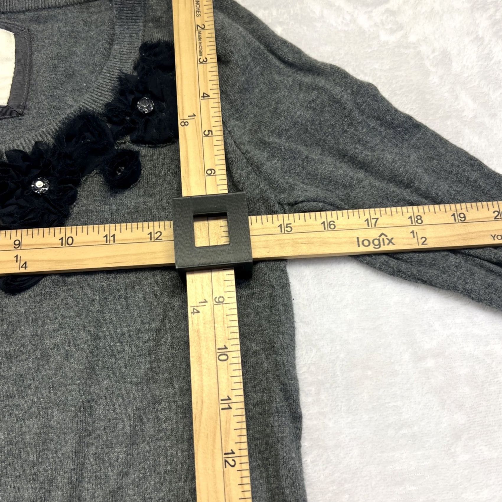 Abercrombie & Fitch Abercrombie & Fitch Cardigan Gray Floral Knit Womens S Crew Neck Long Sleeve Button Front Size S / US 4 / IT 40 - 7 Thumbnail