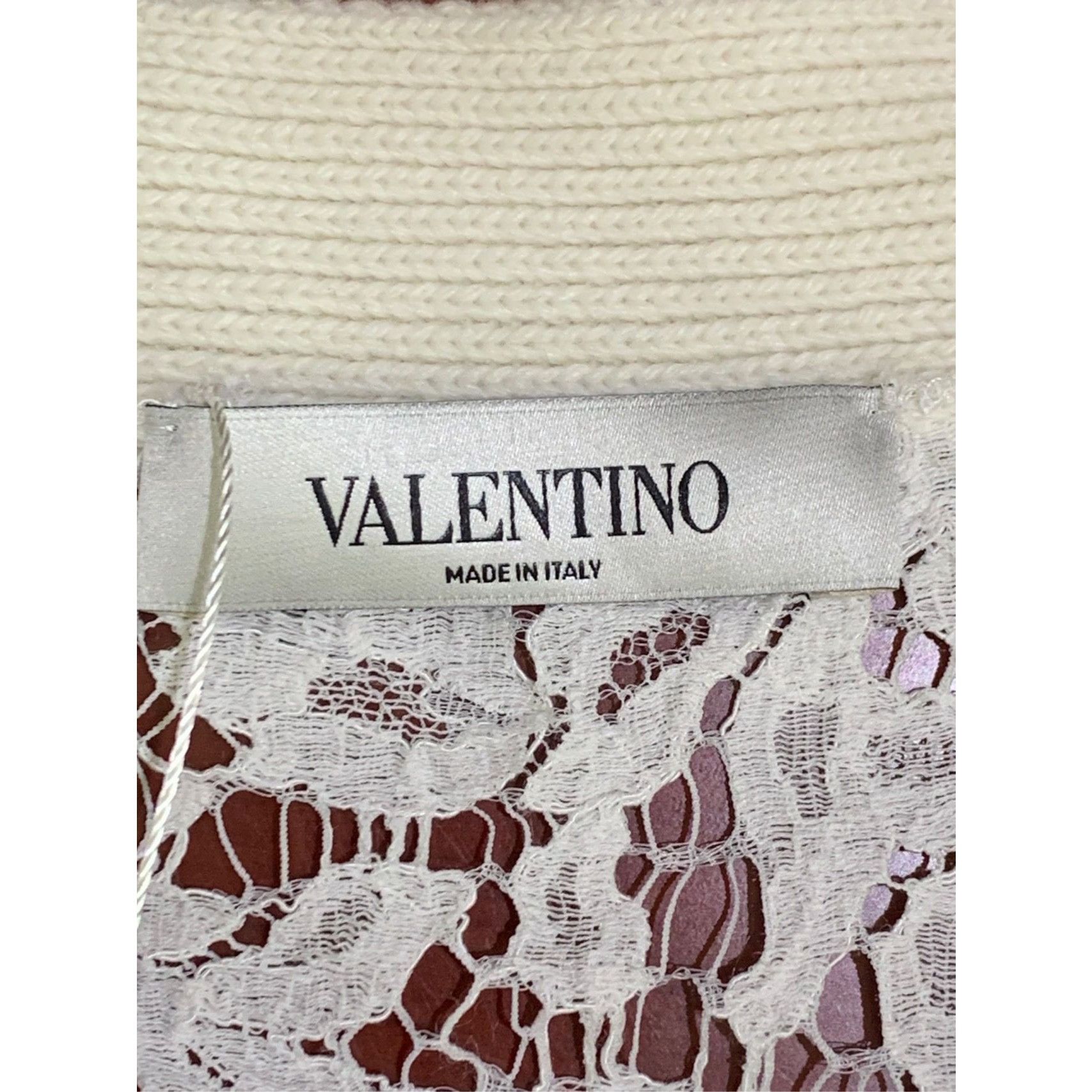 Valentino Valentino Womens White Wool & Cashmere Lace Back Cardigan Co Size S / US 4 / IT 40 - 2 Thumbnail