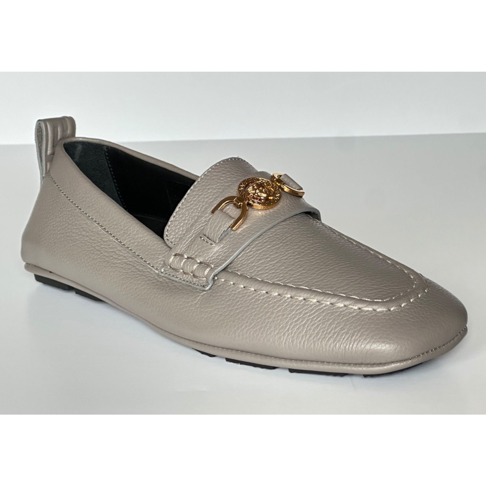 Versace Versace Gold Medusa Gray Leather Driver Shoes 8 US 1017072 Size US 8 / EU 41 - 1 Thumbnail