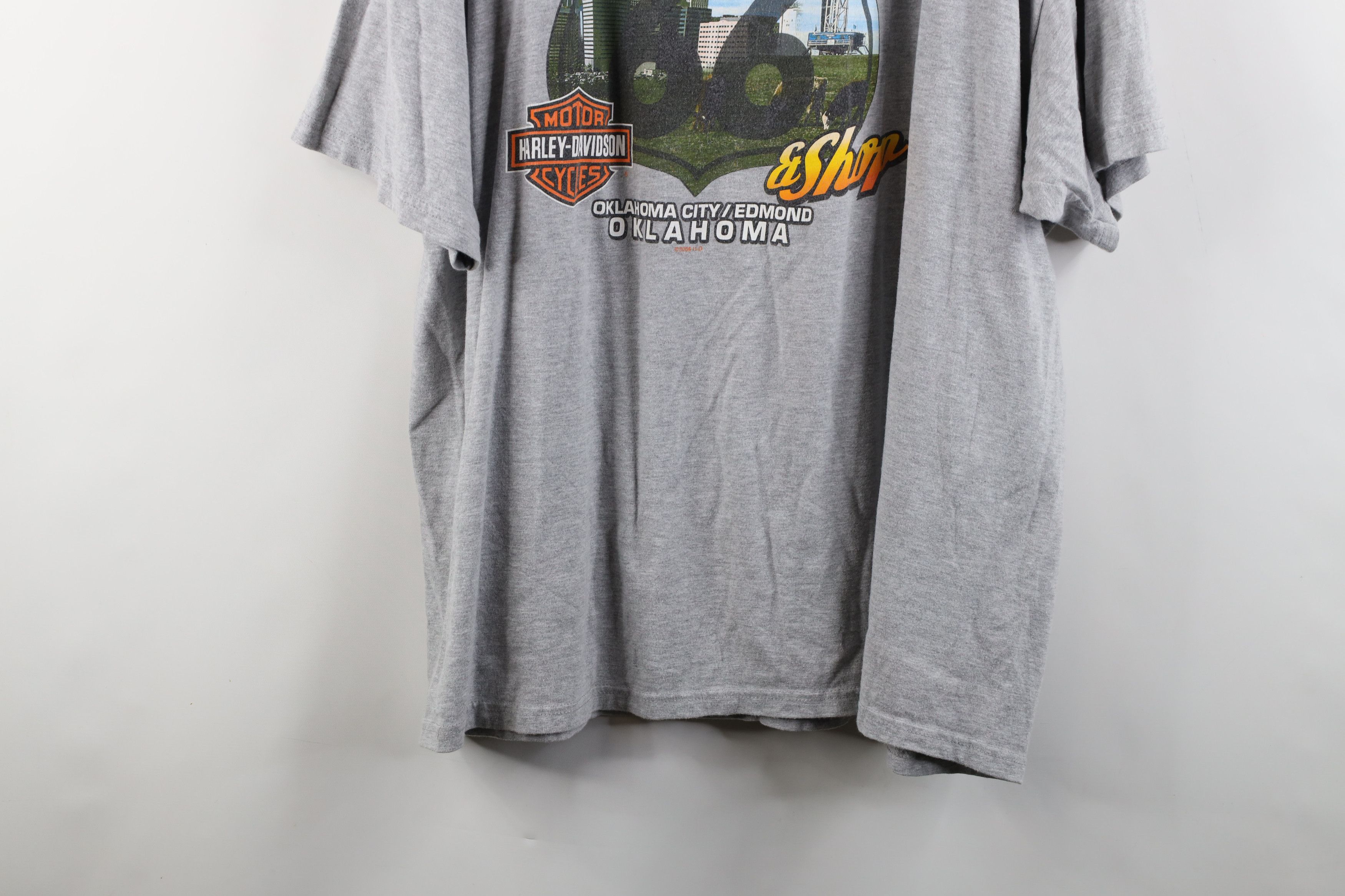 Harley Davidson × Vintage Vintage Y2K Harley Davidson World Oklahoma T-Shirt Gray Size US XXL / EU 58 / 5 - 14 Thumbnail
