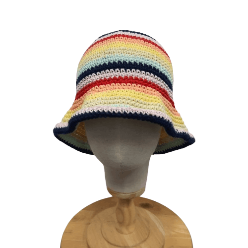 Japanese Brand 🌸 Japanese brand chochet multicolor stripes hat Size ONE SIZE - 1 Thumbnail