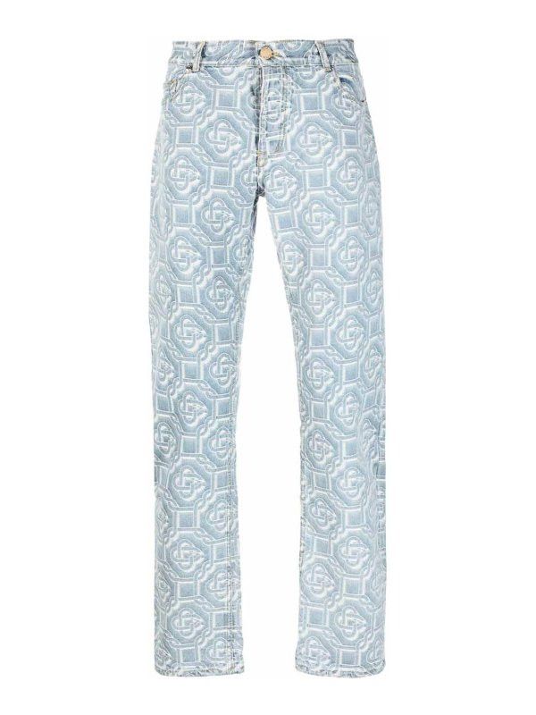 Casablanca o1mle0326 Straight Leg Jeans Bleached Classic Monogram Blue Size US 34 / EU 50 - 1 Thumbnail