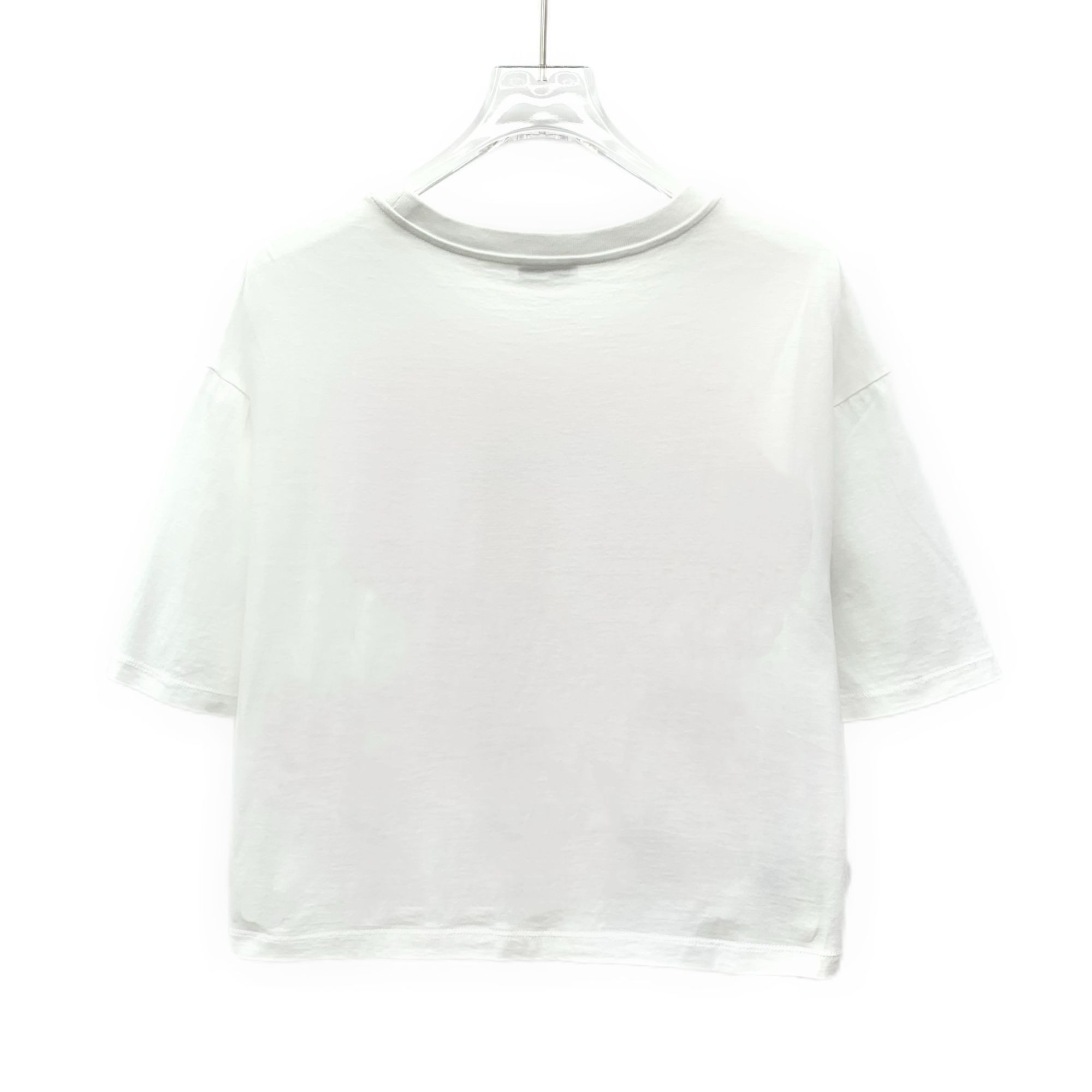 Miu Miu Miu Miu White Logo Sequined Cotton Round Neck Short Sleeve T Size L / US 10 / IT 46 - 7 Thumbnail