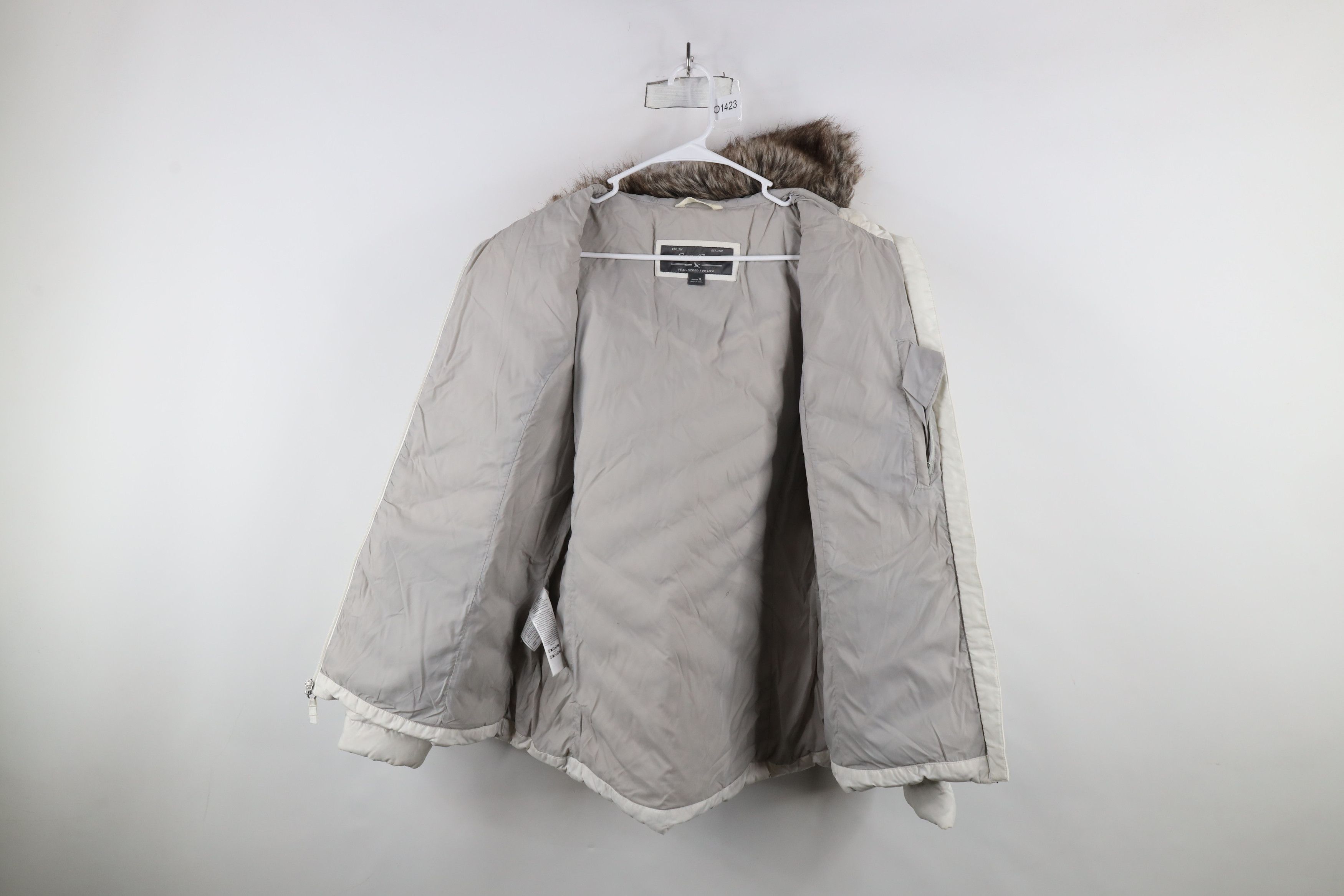 Eddie Bauer × Vintage Eddie Bauer Distressed Goose Down Hooded Puffer Jacket White Size L / US 10 / IT 46 - 9 Thumbnail