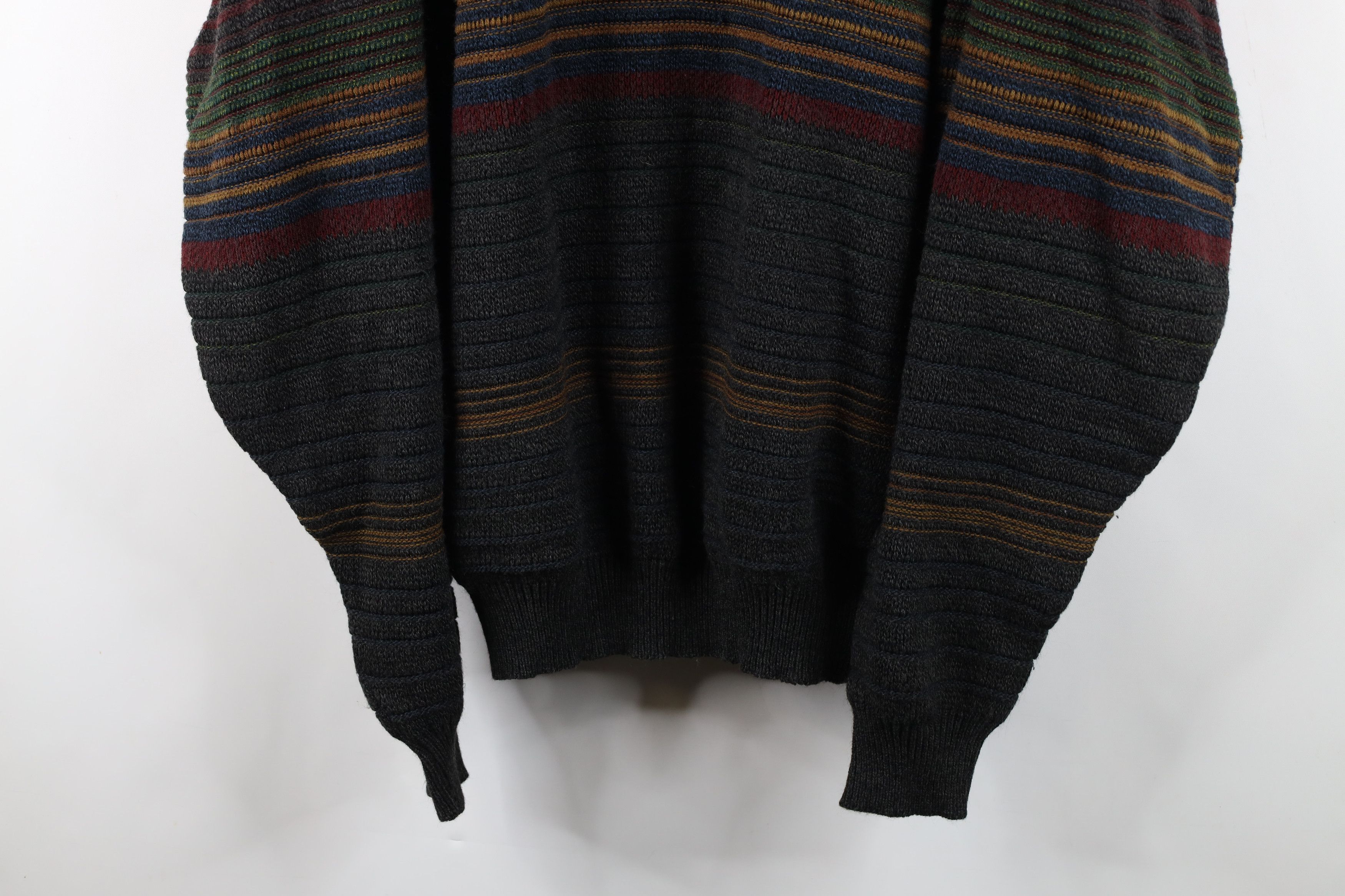 Vintage Vintage 90s Streetwear Striped Ribbed Knit Crewneck Sweater Size US XL / EU 56 / 4 - 3 Thumbnail