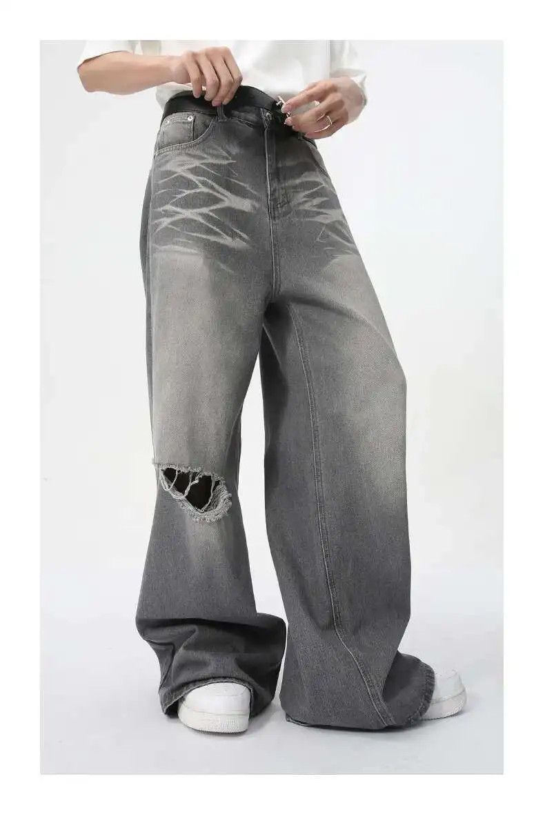 Japanese Brand Wide Lag Washed Baggy Denim Jeans Size US 34 / EU 50 - 4 Thumbnail