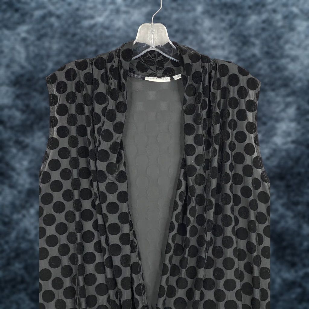Vintage Susan Graver Cardigan Womens L Black Polka Dot Velvet Stretch Sleeveless Stetch Vintage No Size L / US 10 / IT 46 - 1 Thumbnail