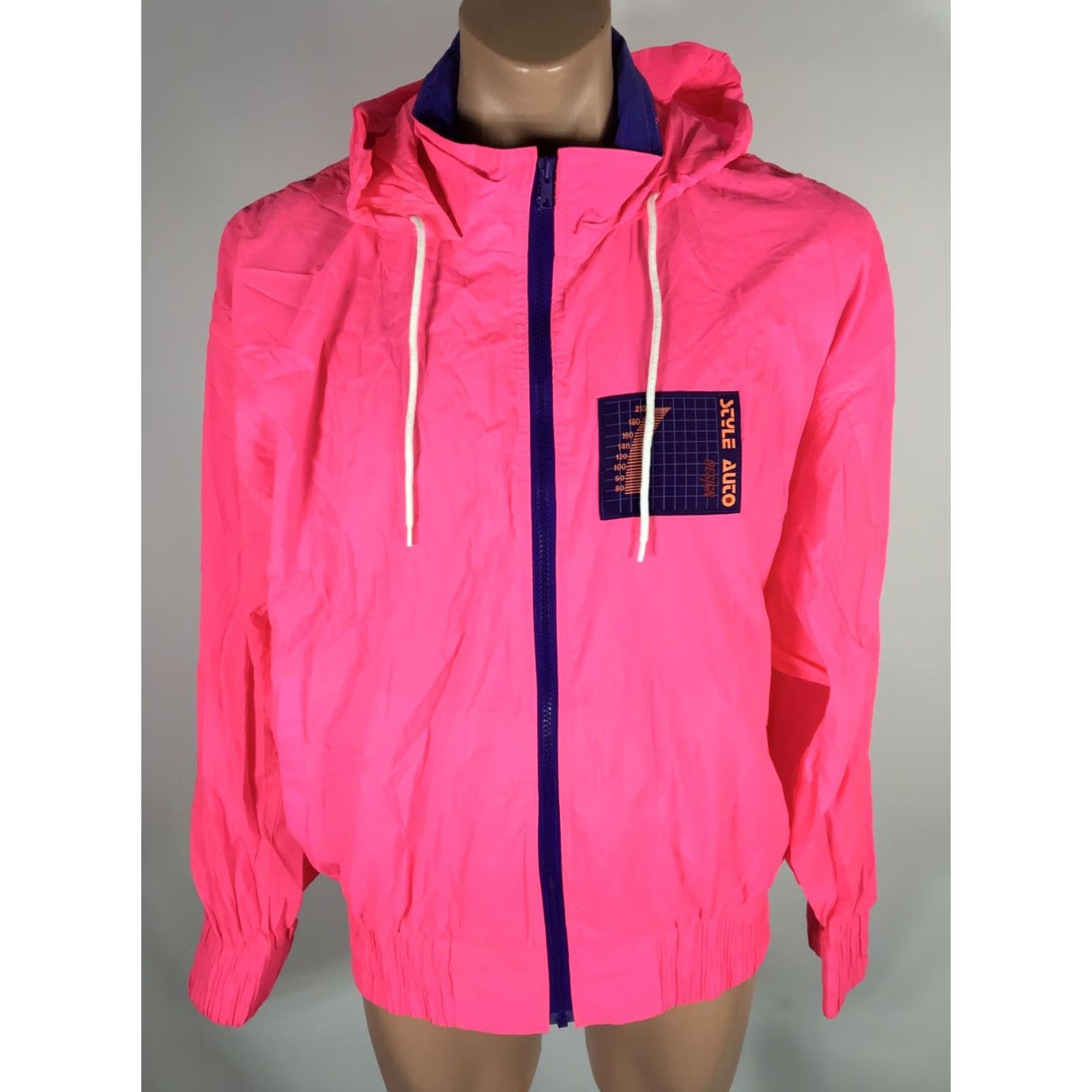Vintage VINTAGE Windbreaker Style Auto Design NEON PINK 80s Jacket Men XL Nylon Size US XL / EU 56 / 4 - 3 Thumbnail