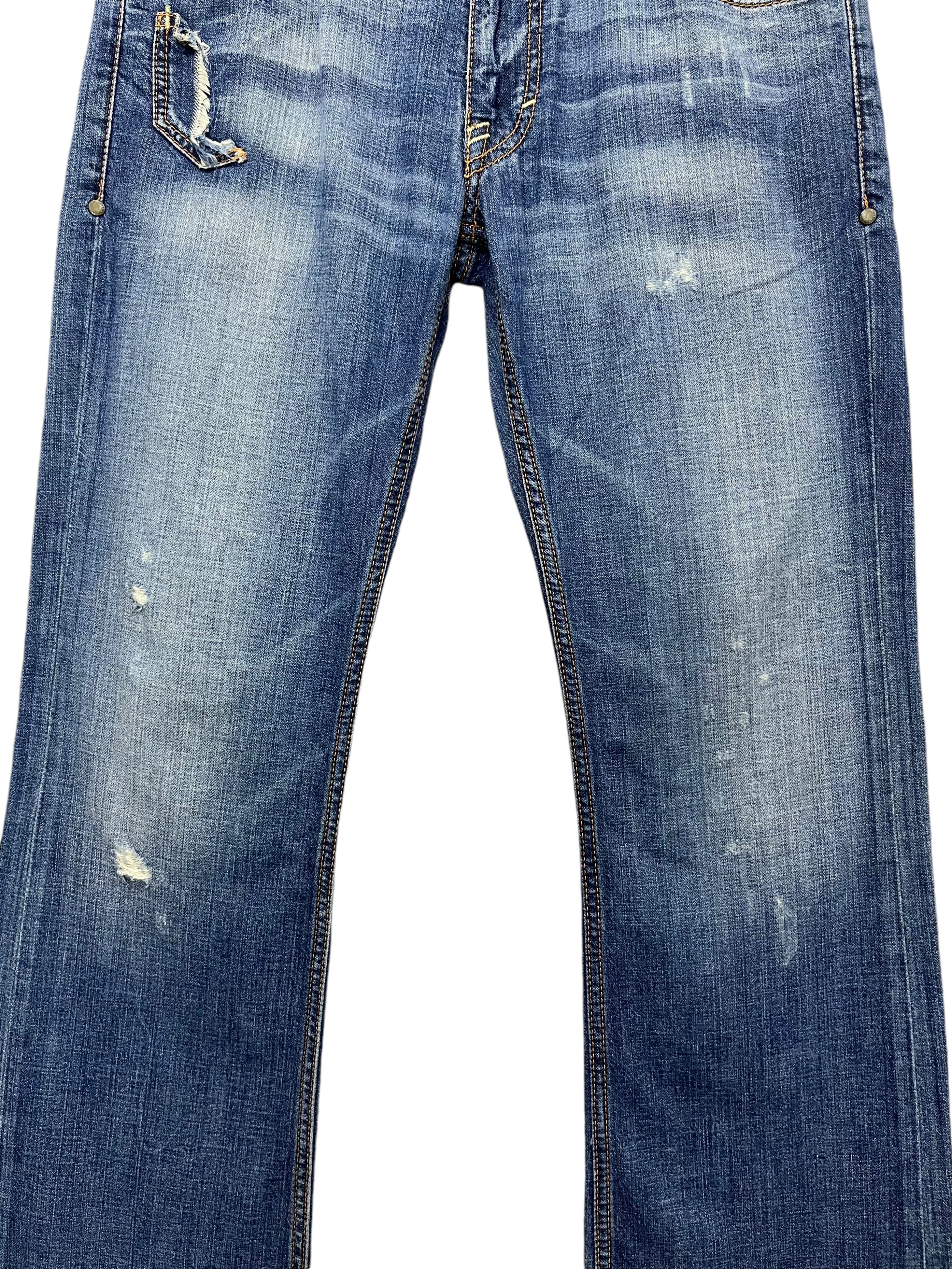 Taverniti 💥SICK🔥Vtg TAVERNITI Designer Multipocket Distressed FLARE Size US 31 - 15 Thumbnail