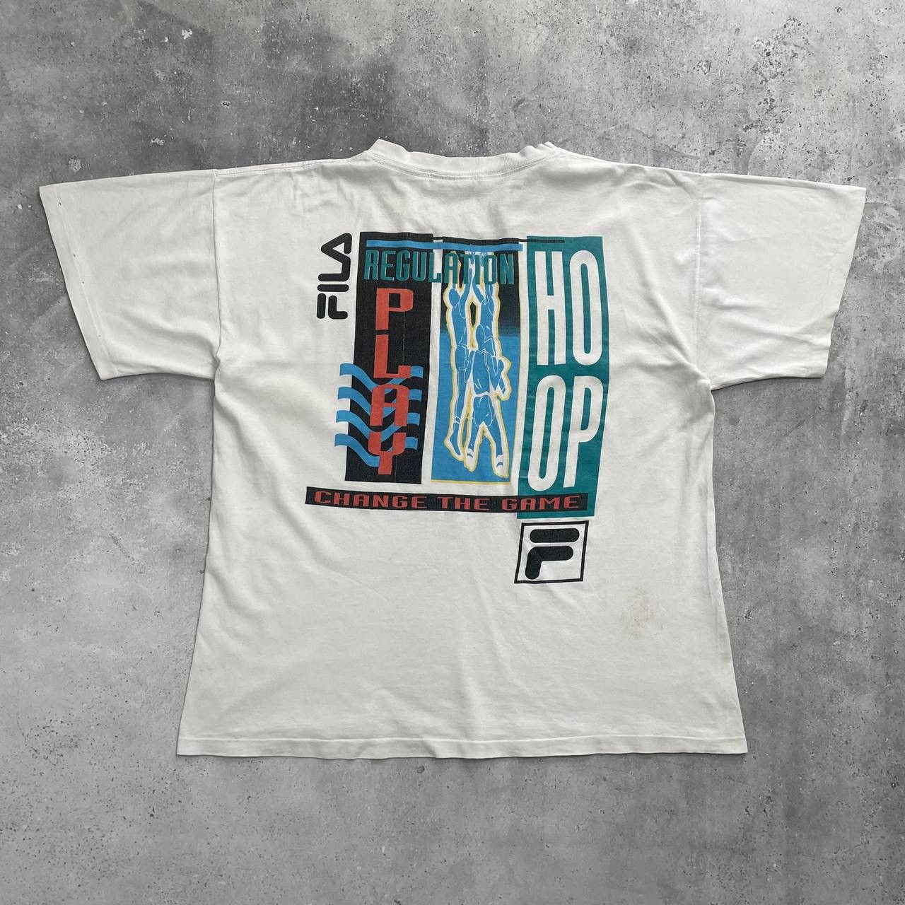 Fila × Vintage Vintage 90s Fila Basketball Change The Game T Shirt White XL Size US XL / EU 56 / 4 - 1 Thumbnail