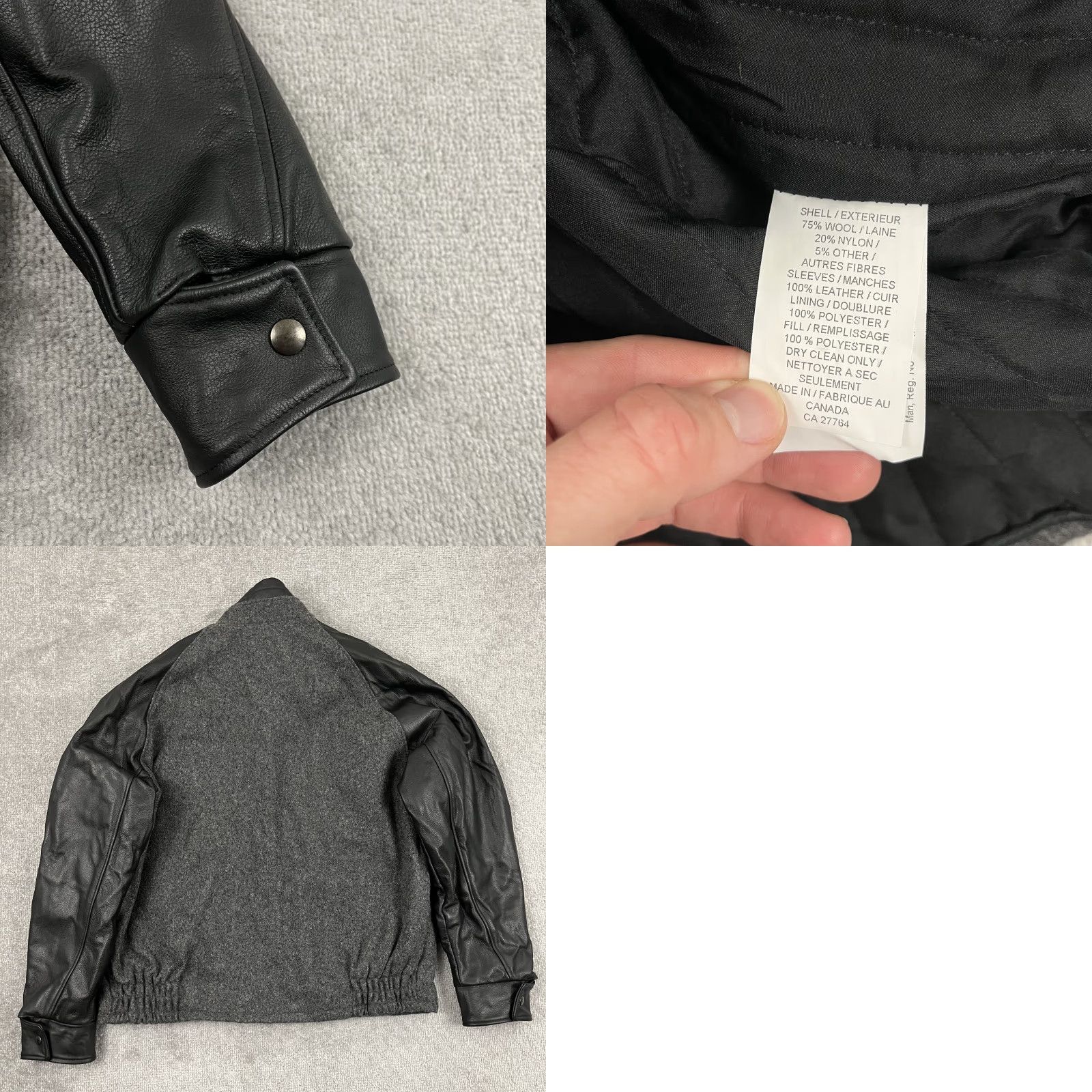 Vintage VINTAGE Sumac Leather Jacket Mens L Gray Wool Masters Golf Snap 90s Retro Canada Jacket Size US L / EU 52-54 / 3 - 8 Thumbnail