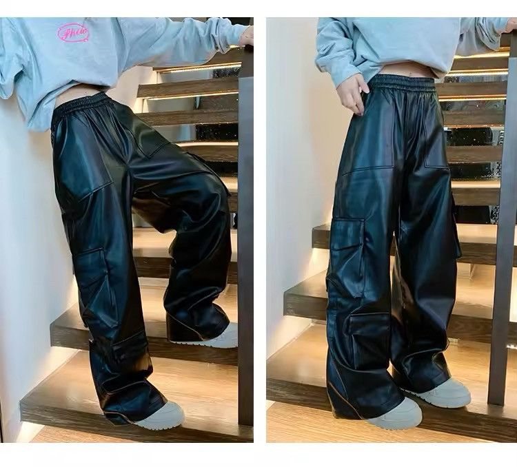 Japanese Brand × Leather Men Elastic Waist Mopping Trousers Size US 30 / EU 46 - 3 Thumbnail