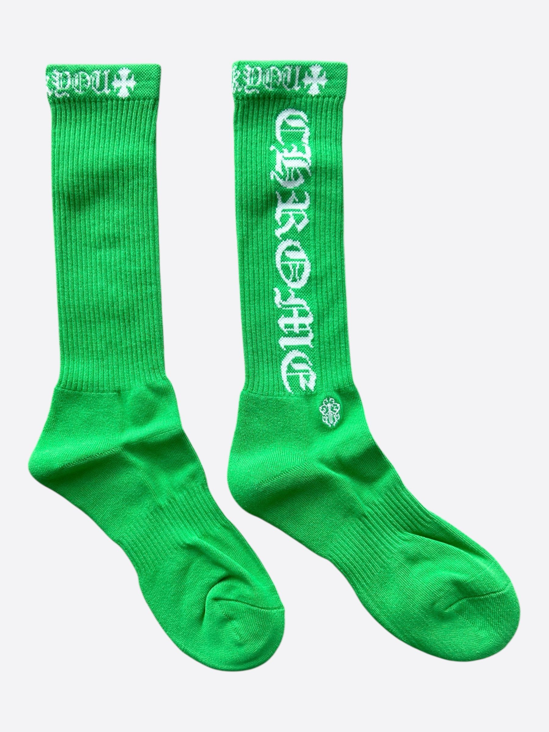 Chrome Hearts Chrome Hearts Green & White Script Logo Socks Size ONE SIZE - 1 Thumbnail