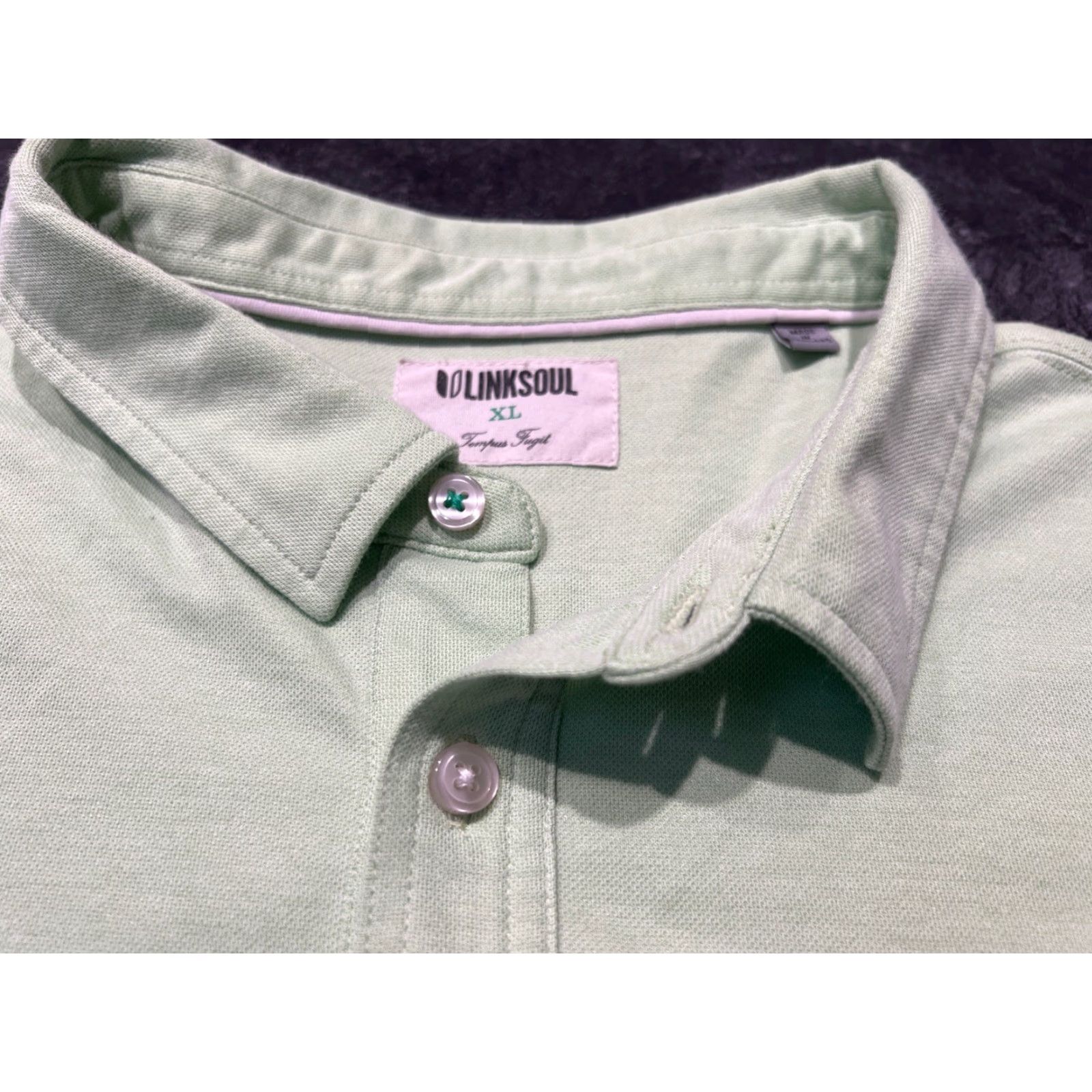 Vintage Linksoul Polo Shirt Mens XL Mint Green Sanderson Farms Polyester Cotton S/S Size US XL / EU 56 / 4 - 4 Thumbnail