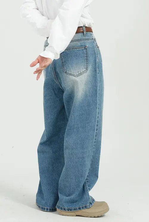 Japanese Brand × Jean Loose and versatile blue straight-leg wide-leg jeans Size US 32 / EU 48 - 3 Thumbnail