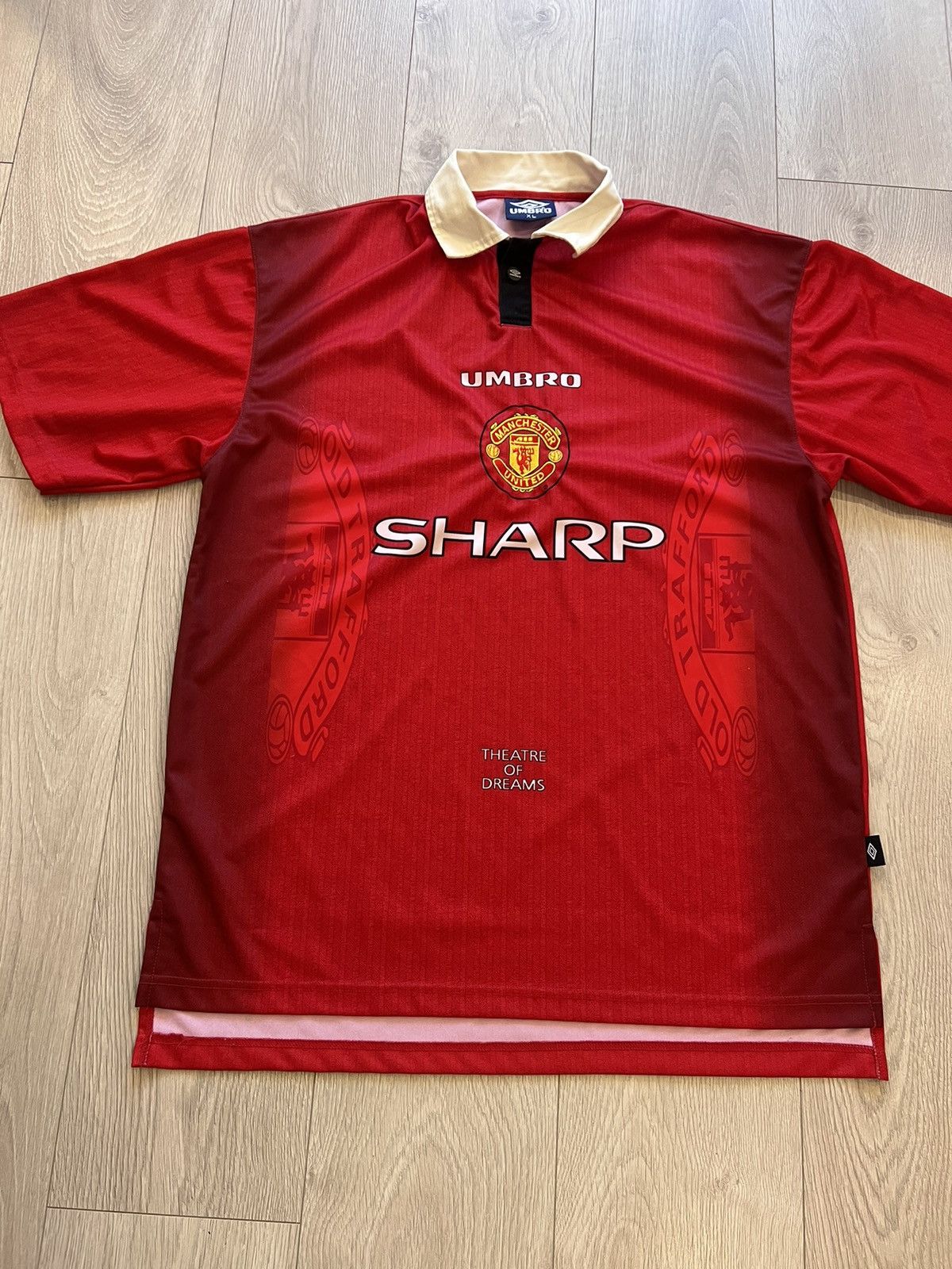 Image of Vintage 1996-98 Manchester United Soccer Kit Jersey 90's in Red, Men's (Size XL)