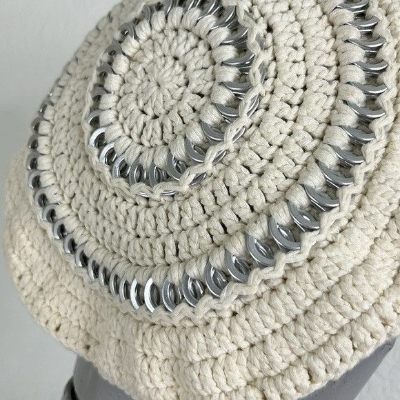 Ganni Ganni Women's Cotton Knitted Beret in Egret Size ONE SIZE - 3 Thumbnail