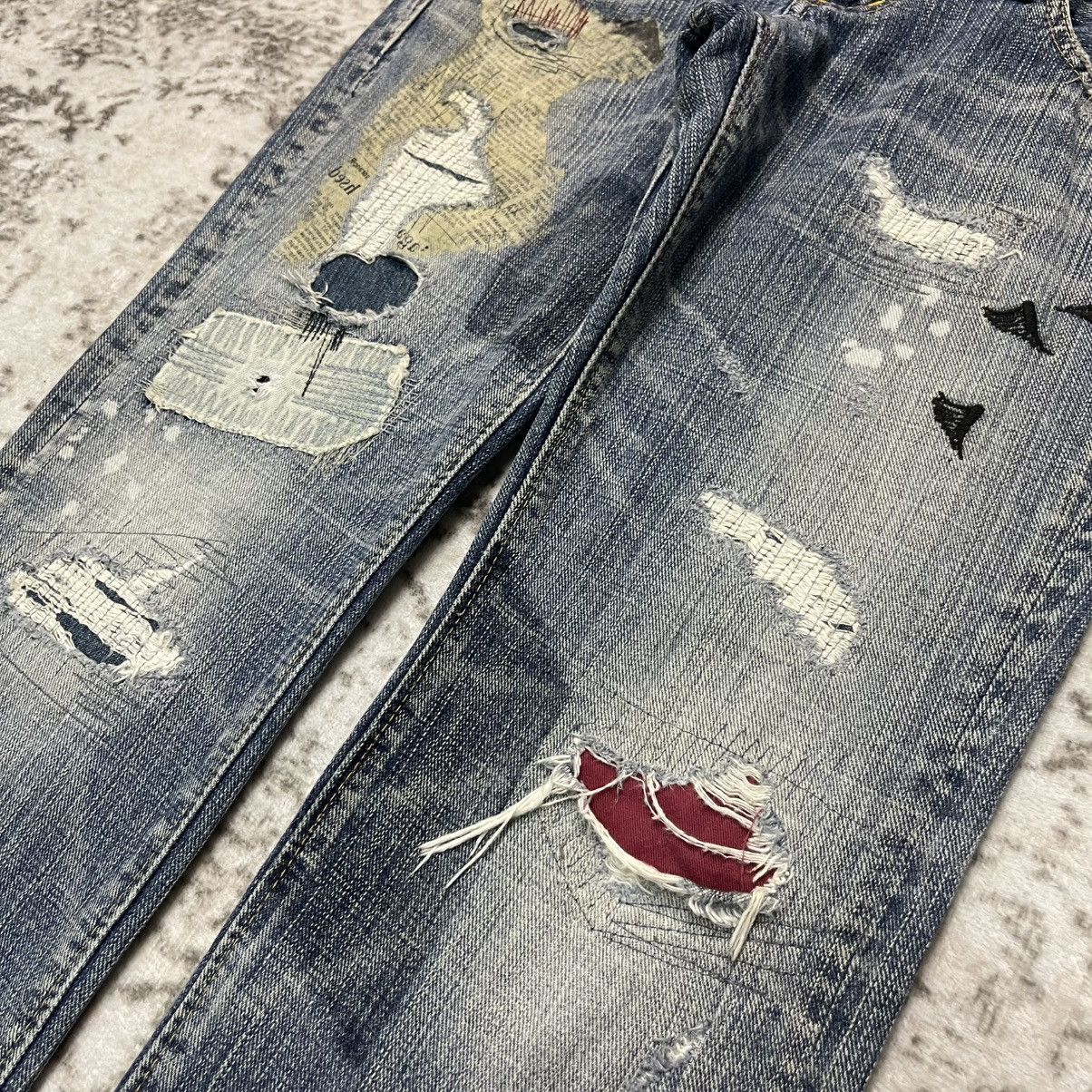 Japanese Brand 2000s Antgauge Japan Double Waist Newspaper Boro Jeans Size US 29 - 6 Thumbnail