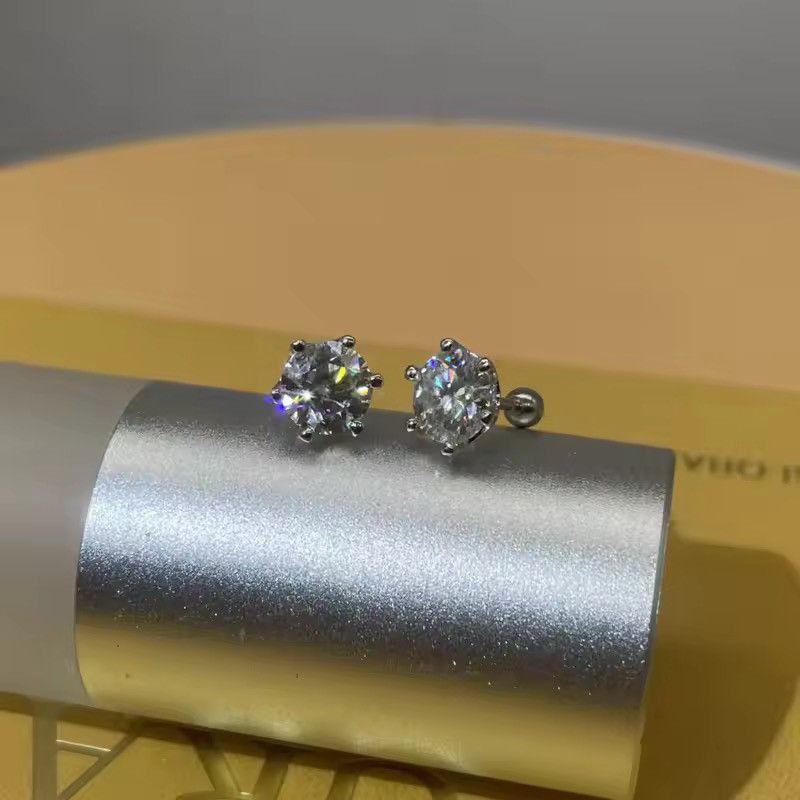 Jewelry 0.8 Carat / 6 mm Elegant Moissanite Stud Earrings Size ONE SIZE - 2 Thumbnail