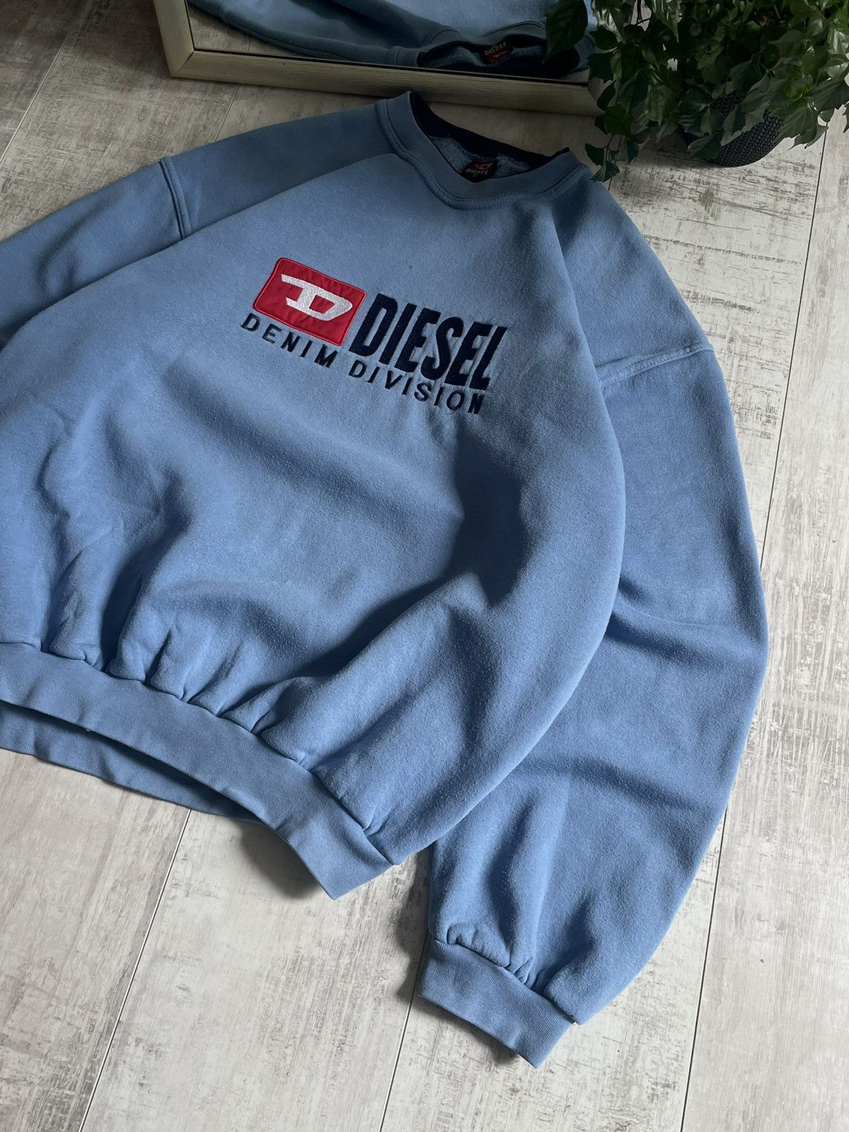 Diesel × Vintage Vintage Diesel 90’s Crewneck Y2K Sweatshirt Blue Big Logo Size US XL / EU 56 / 4 - 4 Thumbnail