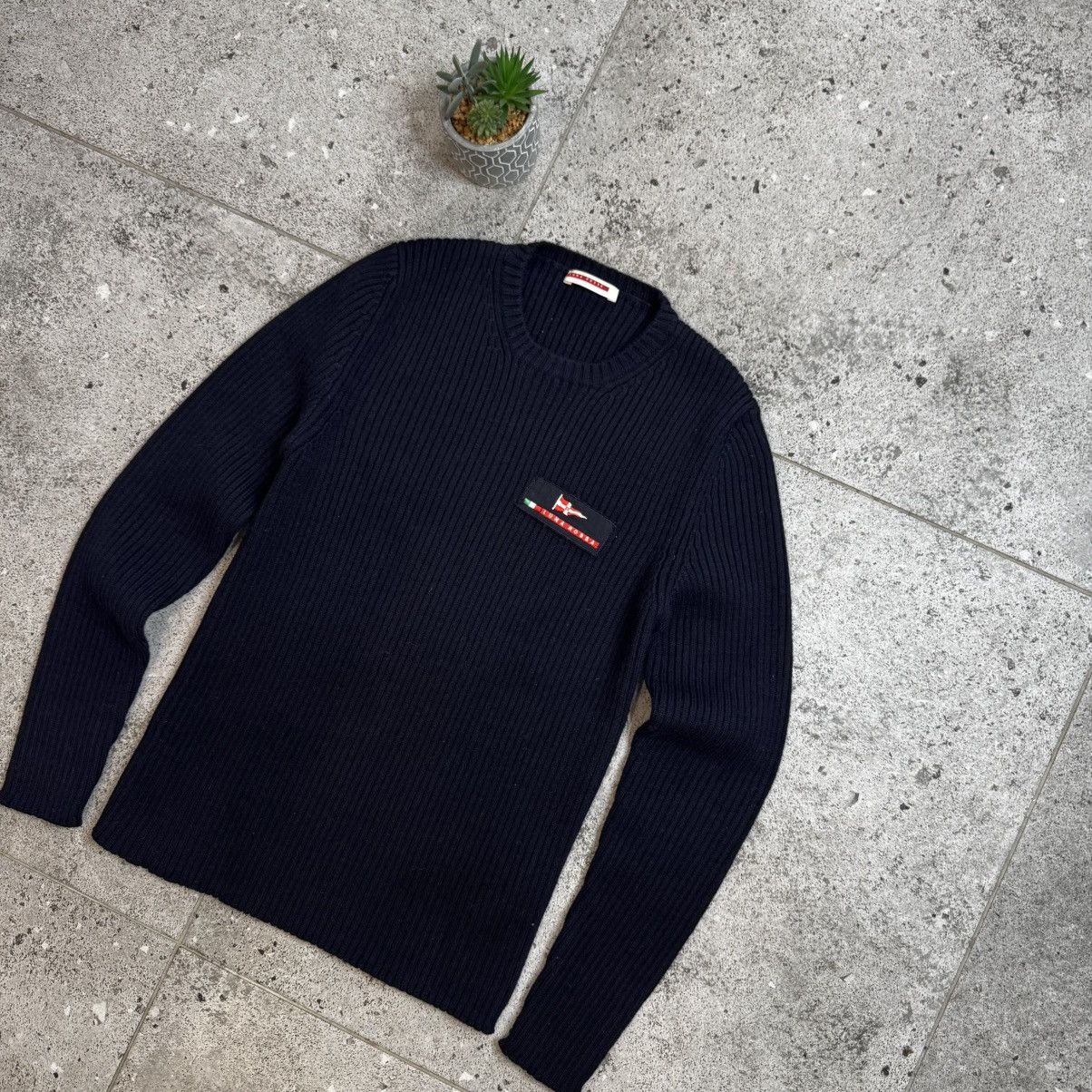 Prada Prada Luna Rossa Vintage Ribbed Navy Wool Men's Sweater Size US M / EU 48-50 / 2 - 2 Thumbnail