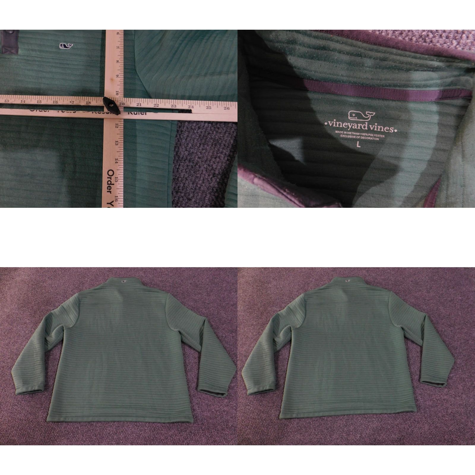 Vineyard Vines Vineyard Vines Pullover Mens Large Green Snap Mock Neck Fleece Striped Outdoor Shirt Size US L / EU 52-54 / 3 - 8 Thumbnail
