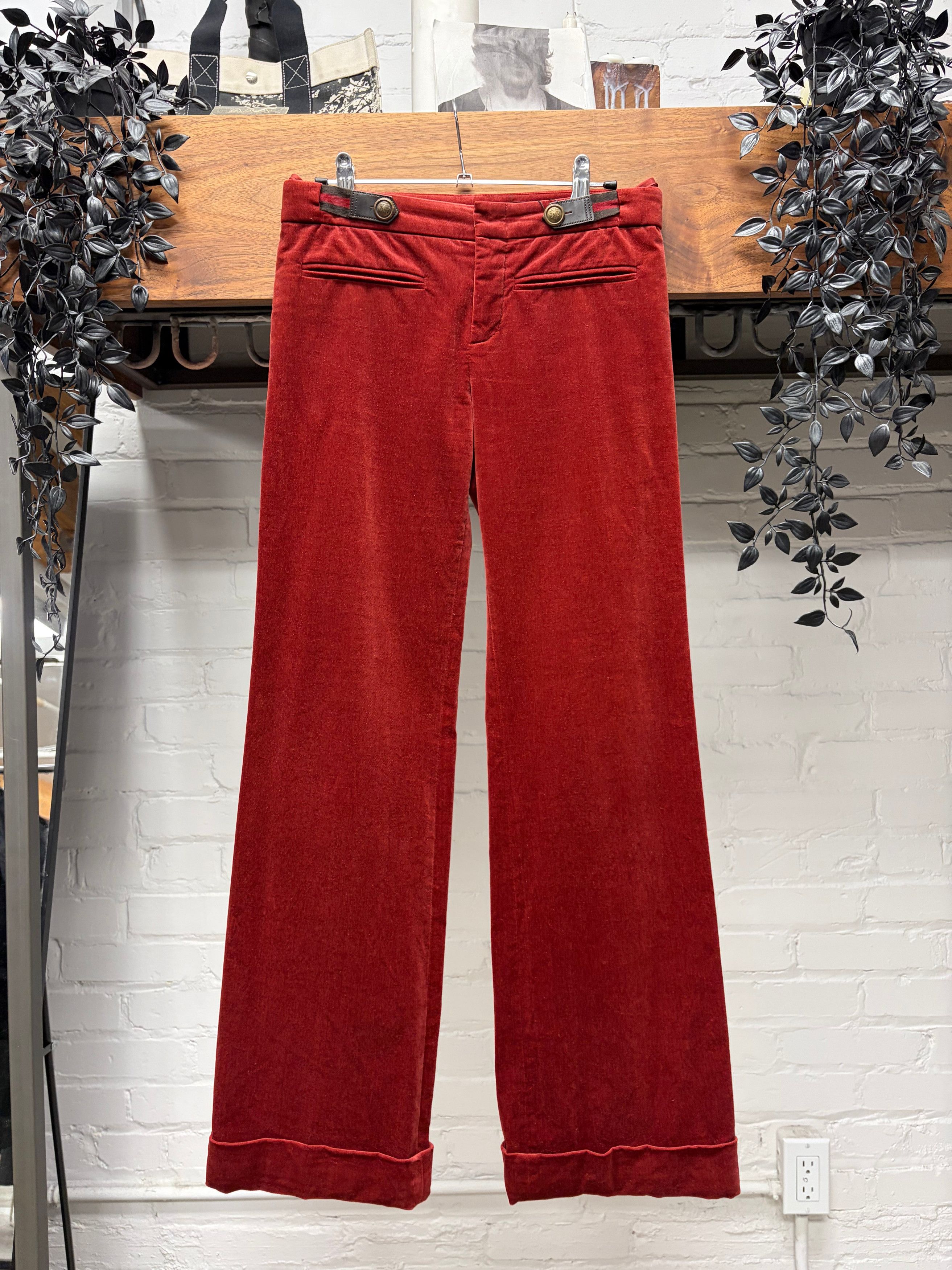 AW2008 Gucci by Frida Giannini Low Rise Velvet Flared Leg Pants