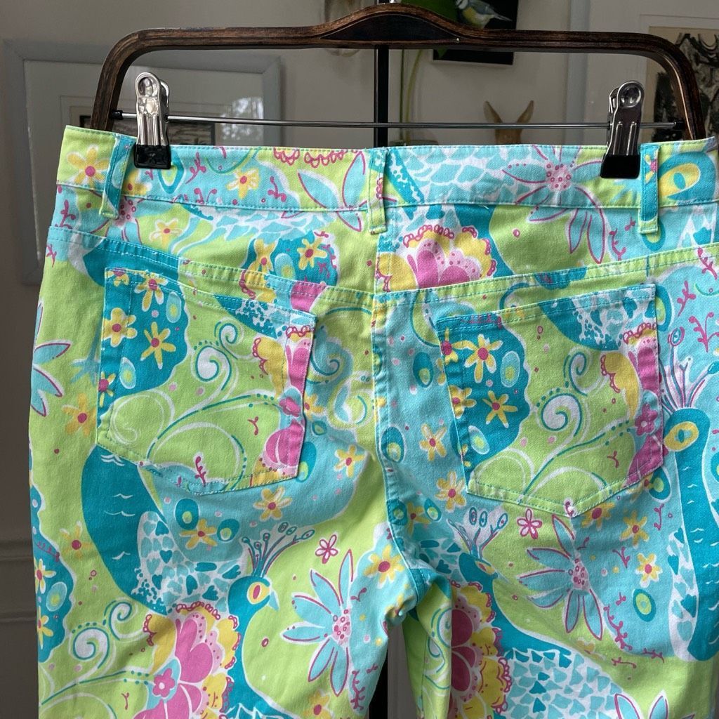 Lilly Pulitzer Lilly Pulitzer White Label Southern Belle Peacock Print Crop Size 30" / US 8 / IT 44 - 7 Thumbnail