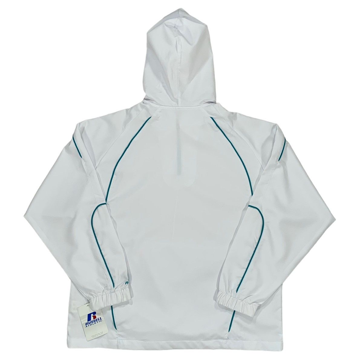 Russell Athletic VTG Russell Athletic White Green 1/4 Zip Windbreaker Jacket Size US M / EU 48-50 / 2 - 2 Thumbnail