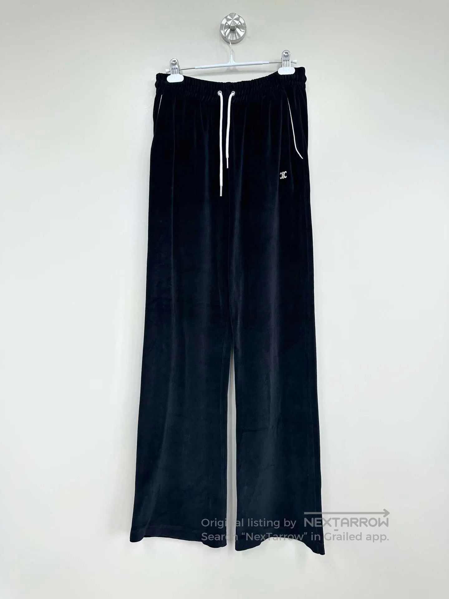 Celine CELINE size M Black Triumph Gate Logo Velvet Casual Pants| Size US 27 - 1 Thumbnail