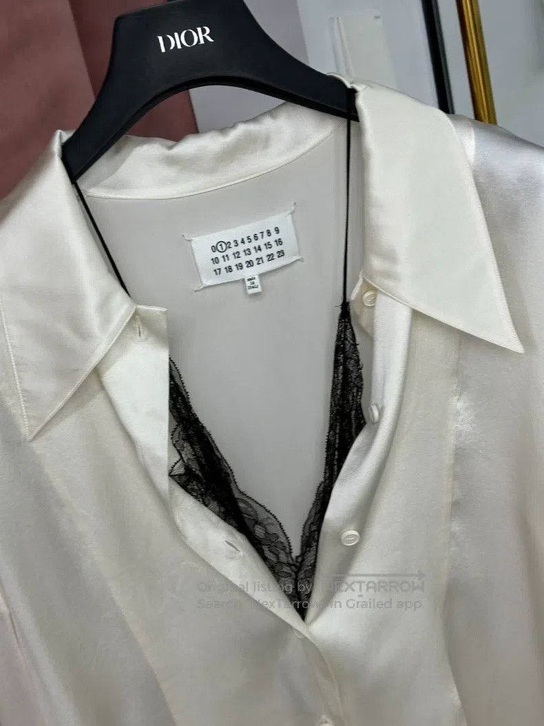 Maison Margiela Maison Margiela White silk stitched lace fake two-piece sh Size XS / US 0-2 / IT 36-38 - 2 Thumbnail