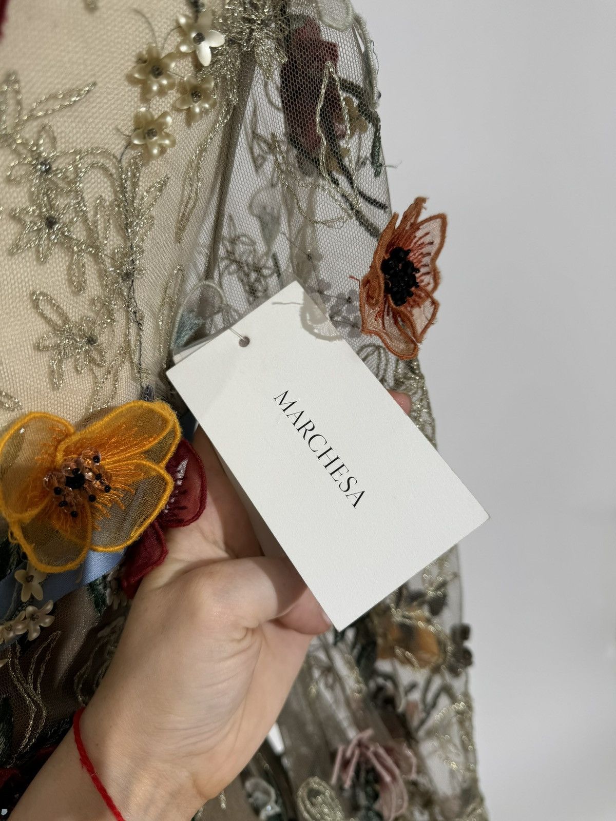 Marchesa Brand New US 8 MARCHESA Embroidered Organza Floral Gown Size M / US 6-8 / IT 42-44 - 8 Thumbnail