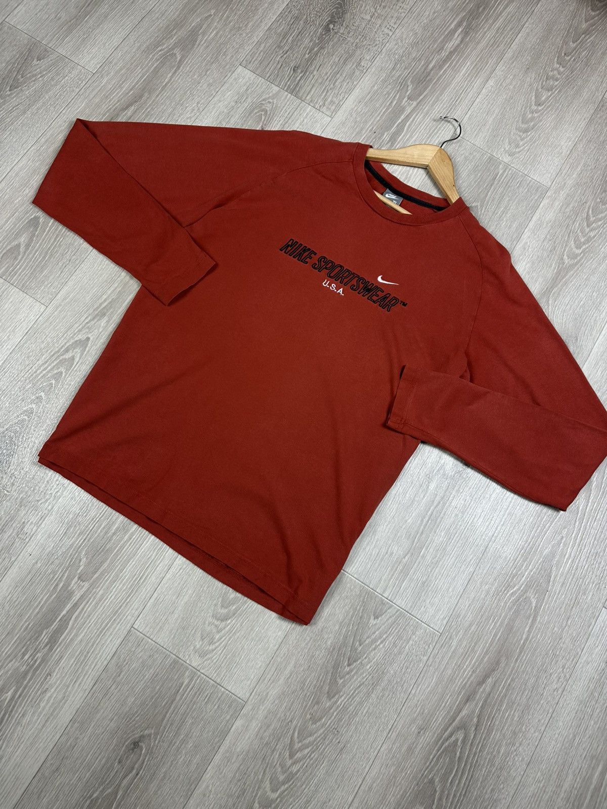 Nike × Vintage Vintage Nike USA Long Sleeve 90s Sportswear Big Logo Size US XL / EU 56 / 4 - 3 Thumbnail