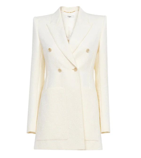 Chloe o1loc1c10226 Veste Double Croisure Jacket in Coconut Milk Size L / US 10 / IT 46 - 1 Thumbnail