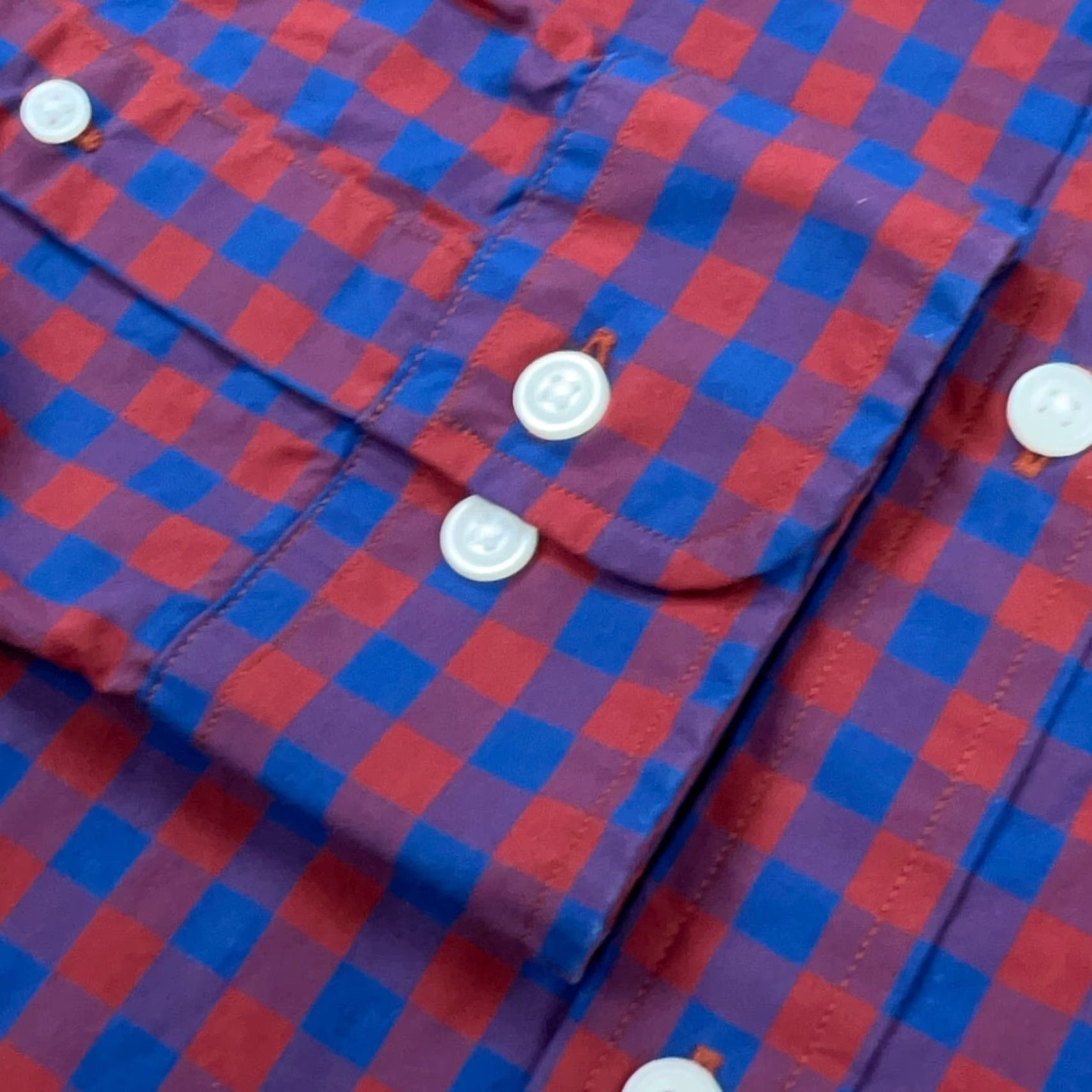 Brooks Brothers Brooks Brothers Shirt Men Medium Red Blue Gingham Check Button Up Dress Poplin Size 40R - 3 Thumbnail