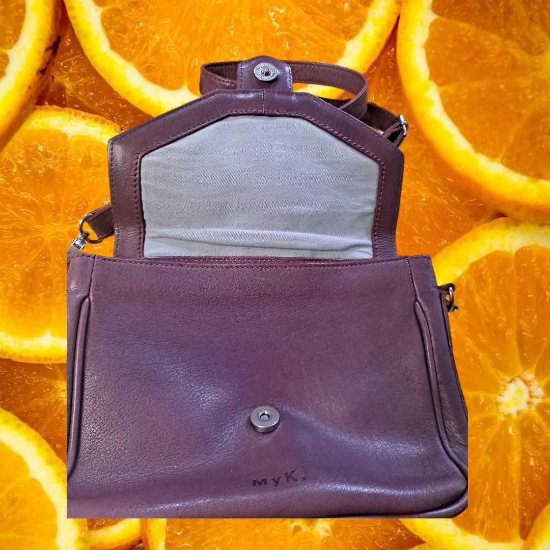 Other MYK Leather Deep Purple/ Maroon Flap Bag Shoulder Purse Size ONE SIZE - 3 Thumbnail