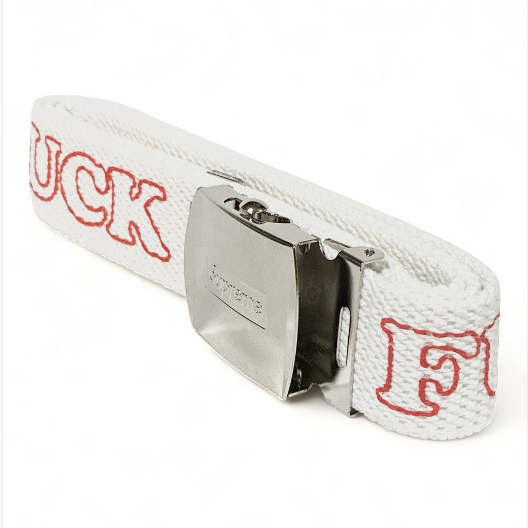 Supreme SUPREME × HYSTERIC GLAMOUR Fuck You Belt White Cotton | Grailed