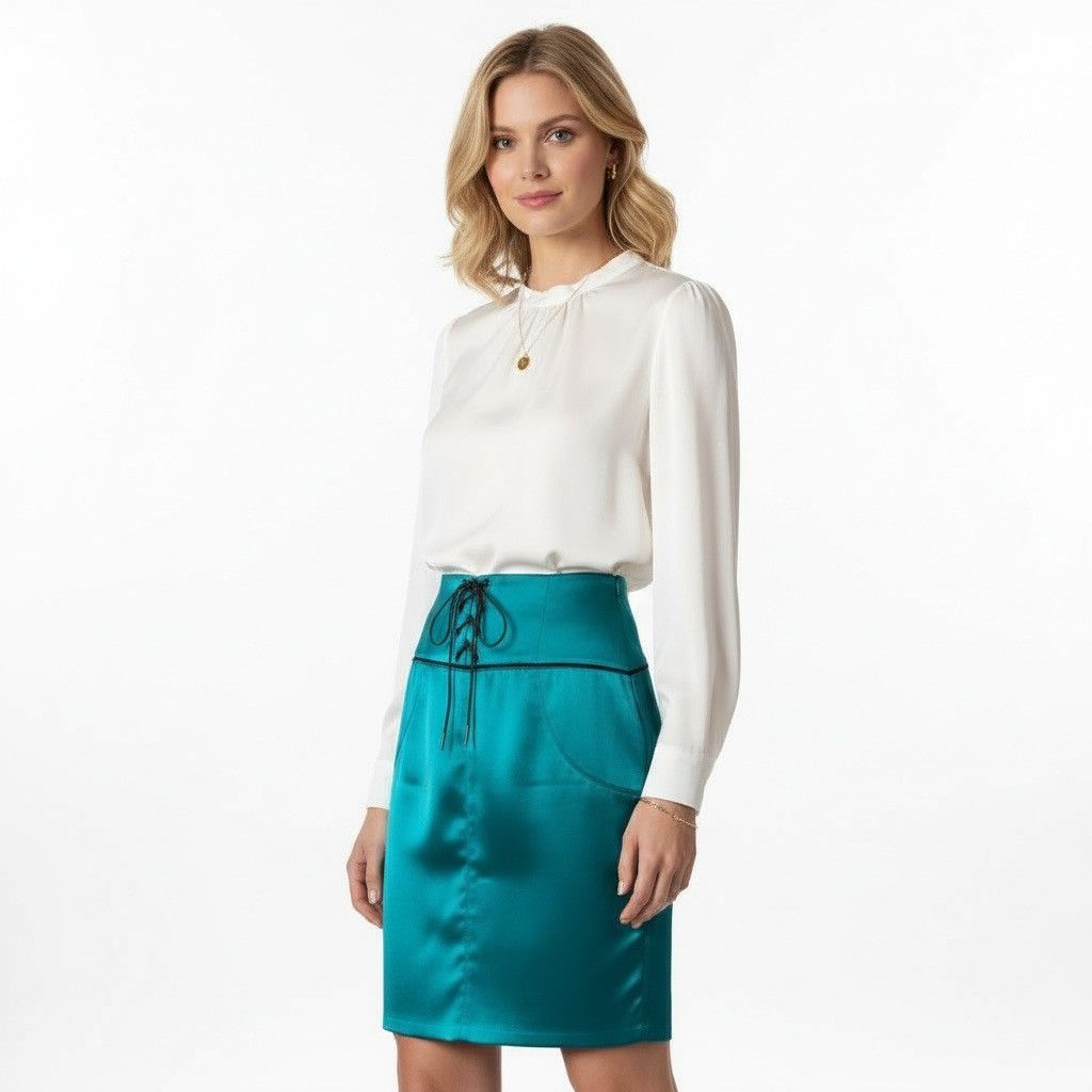Costume National Costume National Silk & Cotton Corset-Detail Pencil Skirt Size 24" / US 00 / IT 34 - 1 Thumbnail