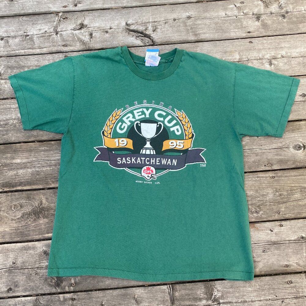 Vintage Vintage 1995 Woody Sports CFL Saskatchewan Grey Cup T Shirt Size US L / EU 52-54 / 3 - 2 Thumbnail