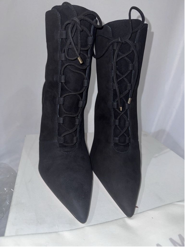 Good American Good American Shoes 7.5 Black Suede Booties Stiletto Heel Size US 7.5 / IT 37.5 - 2 Thumbnail