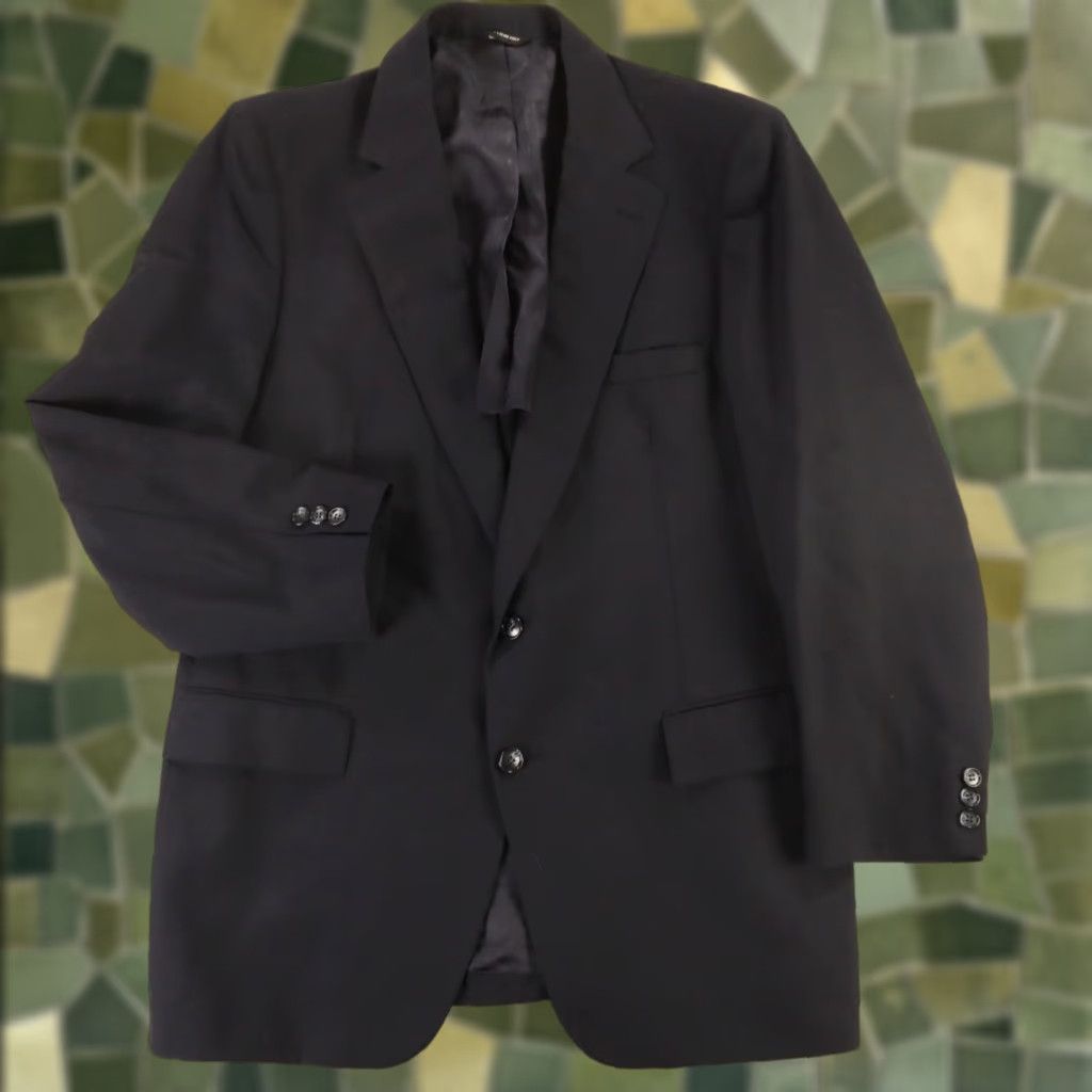 VINTAGE Botany 500 Blazer Jacket Notch Lapel 3-Button Single-Breasted Wool Blue 42R Mens Modern/Classic 80s 90s USA