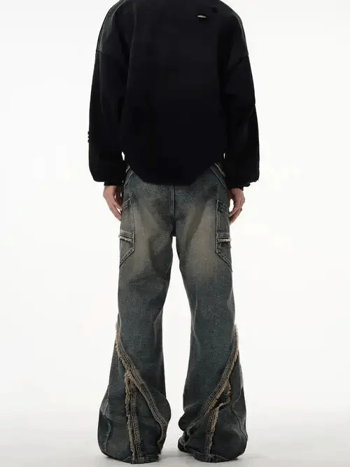 Japanese Brand × Jean Retro heavy-duty stitching raw edge micro-flared jeans Size US 30 / EU 46 - 4 Thumbnail