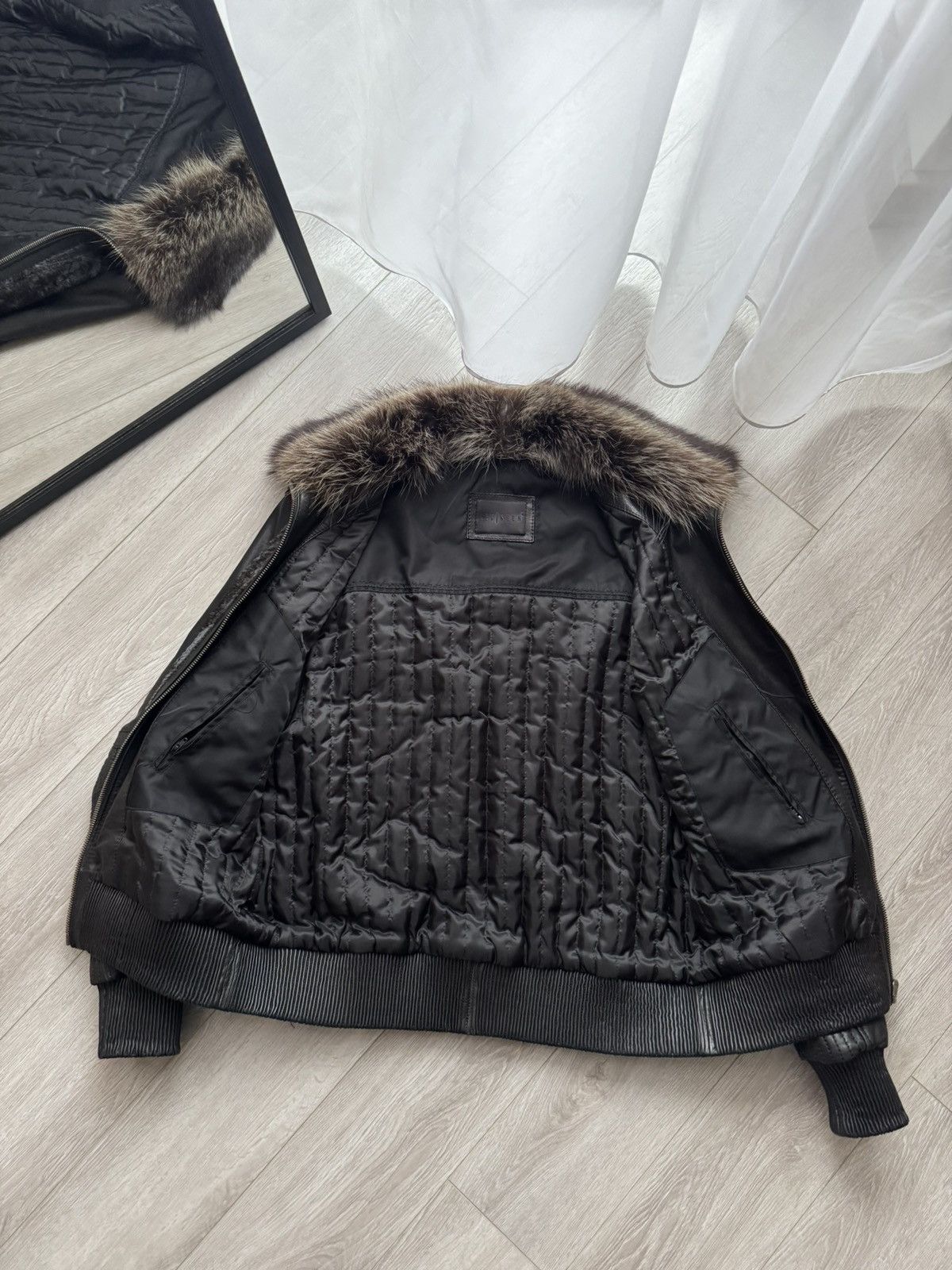 Vintage Levinson Black Leather Shearling Bomber Jacket Size US M / EU 48-50 / 2 - 11 Thumbnail