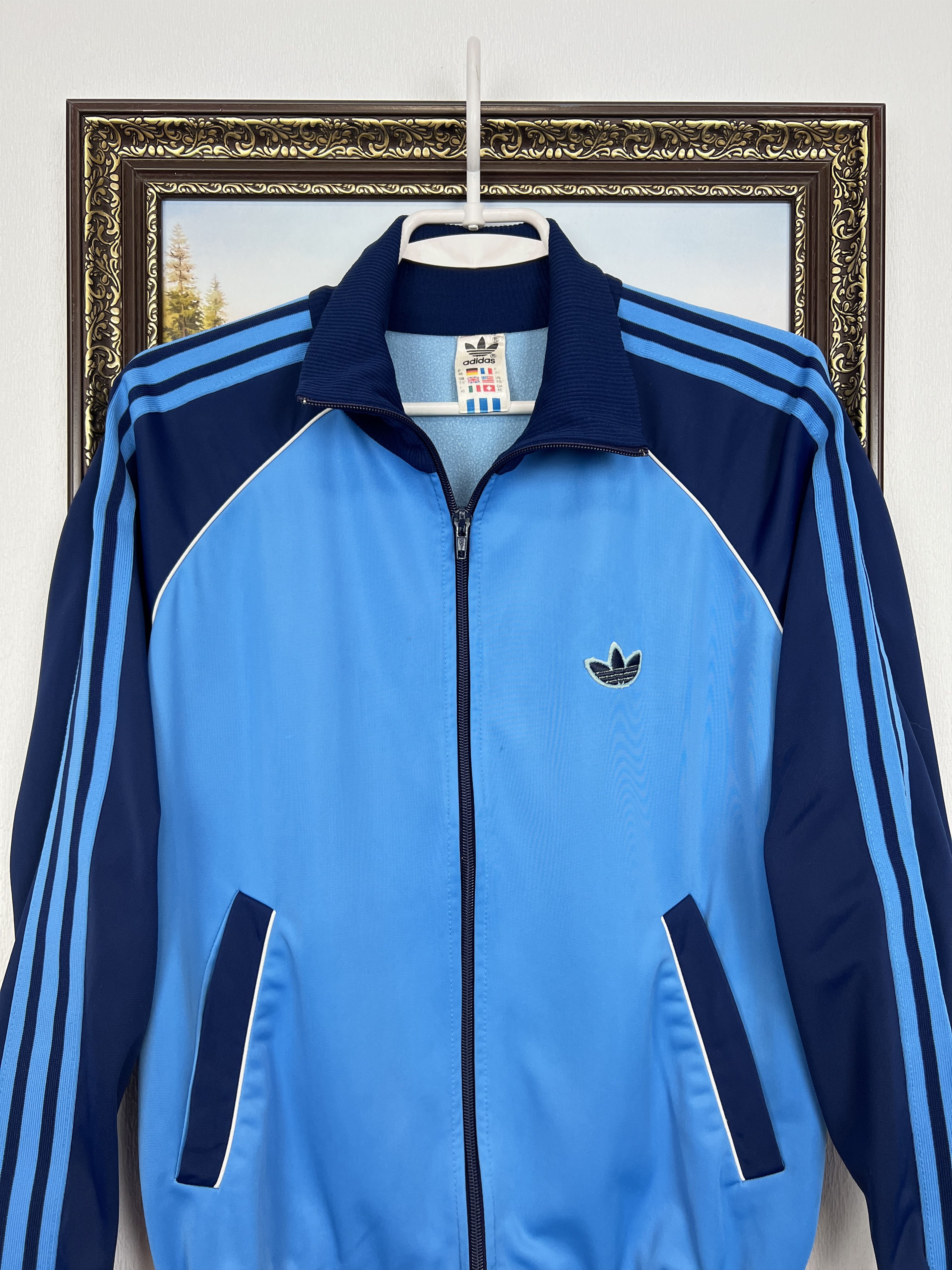 Adidas Vintage 80's West Germany Blue Nylon Jacket Track Top Size M / US 6-8 / IT 42-44 - 2 Thumbnail